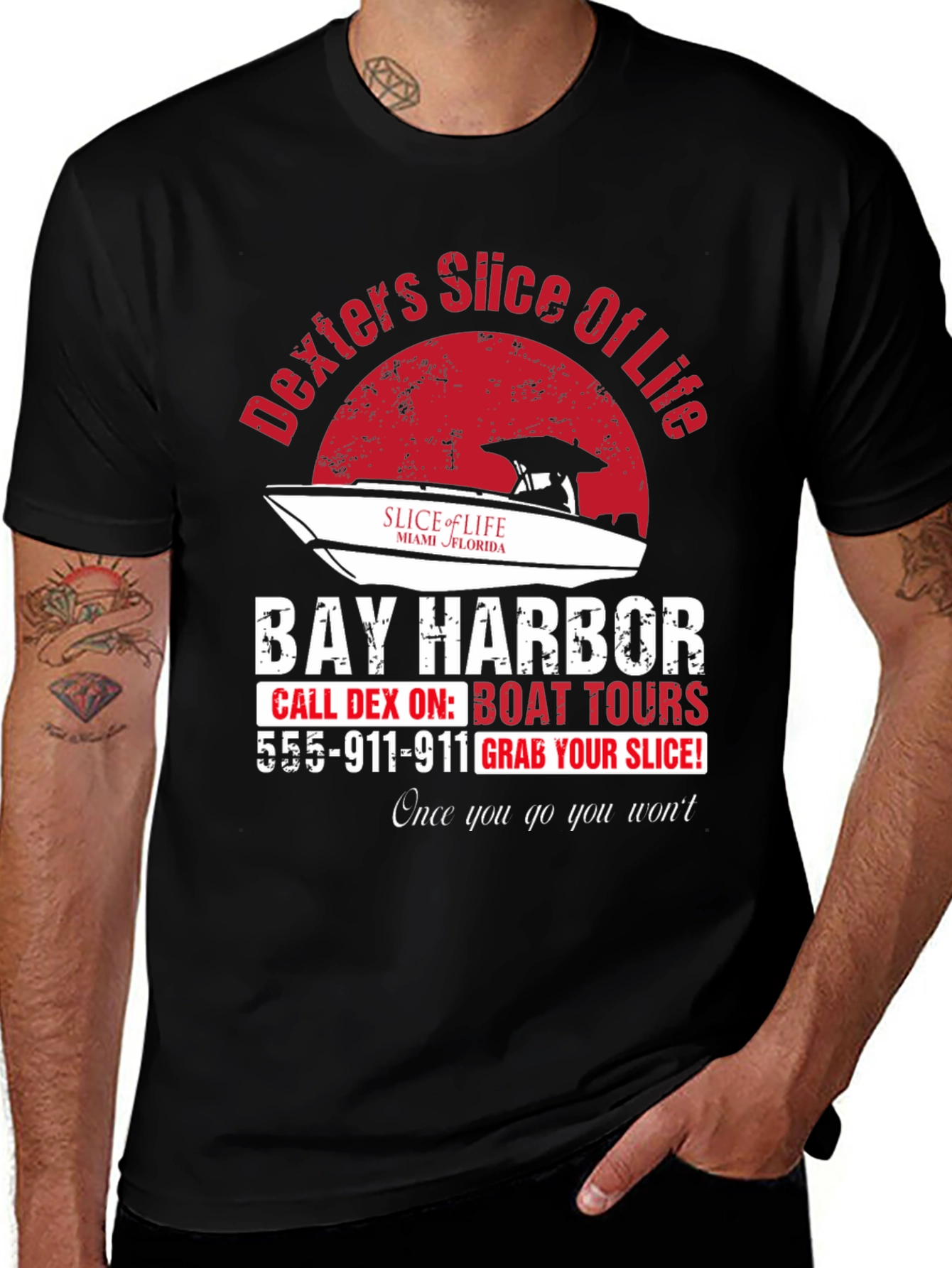 Variant 21 of Dexter's Slice of Life Boat Tours T-Shirt
