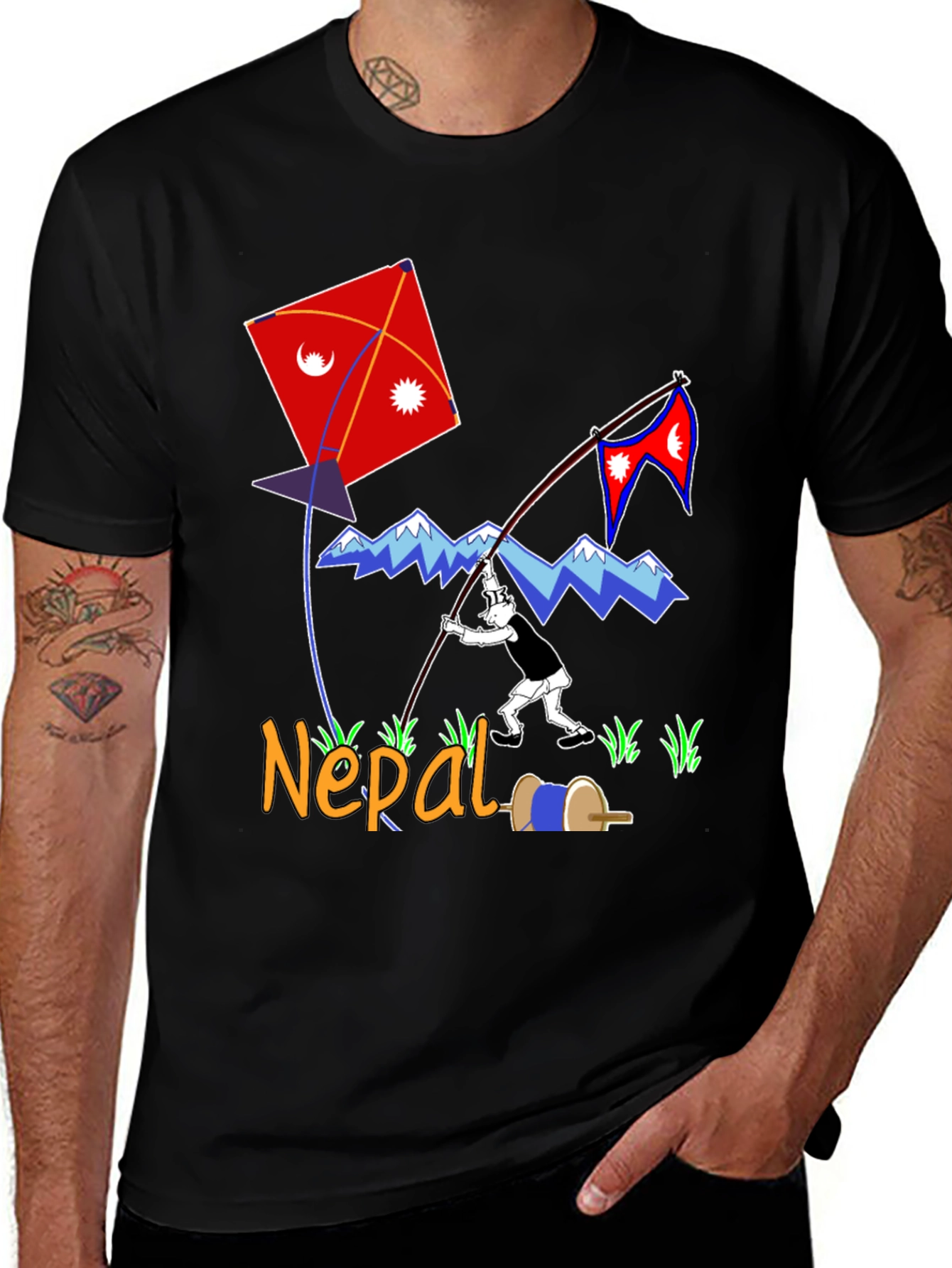 Nepal Kite Flying T-Shirt - Kathmandu Souvenir Tee