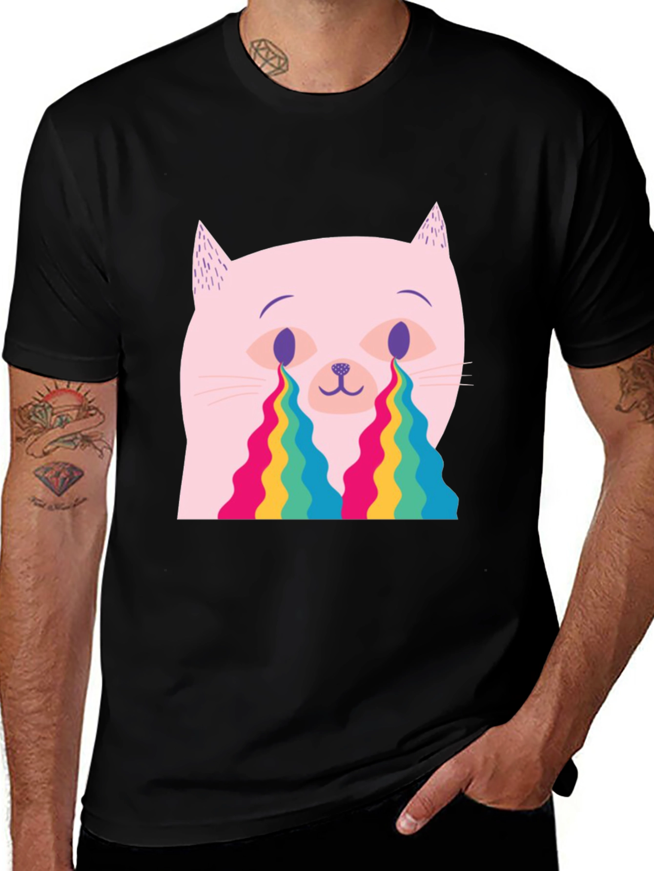 Variant 23 of Rainbow Tears Cat Graphic Tee
