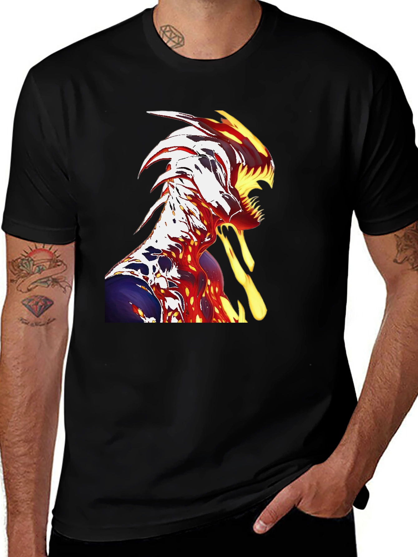 Variant 5 of Fiery Monster Graphic T-Shirt - Unique Design