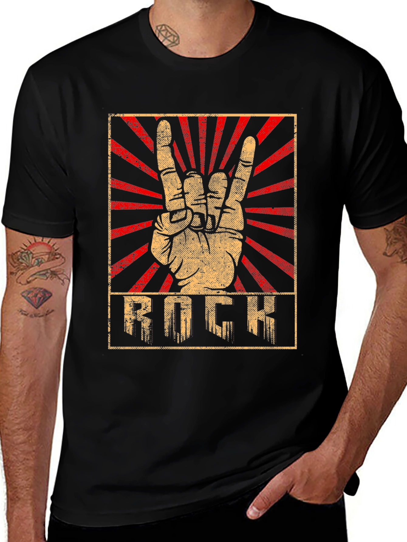 Variant 6 of Rock Sign Graphic Tee - Vintage Style T-Shirt