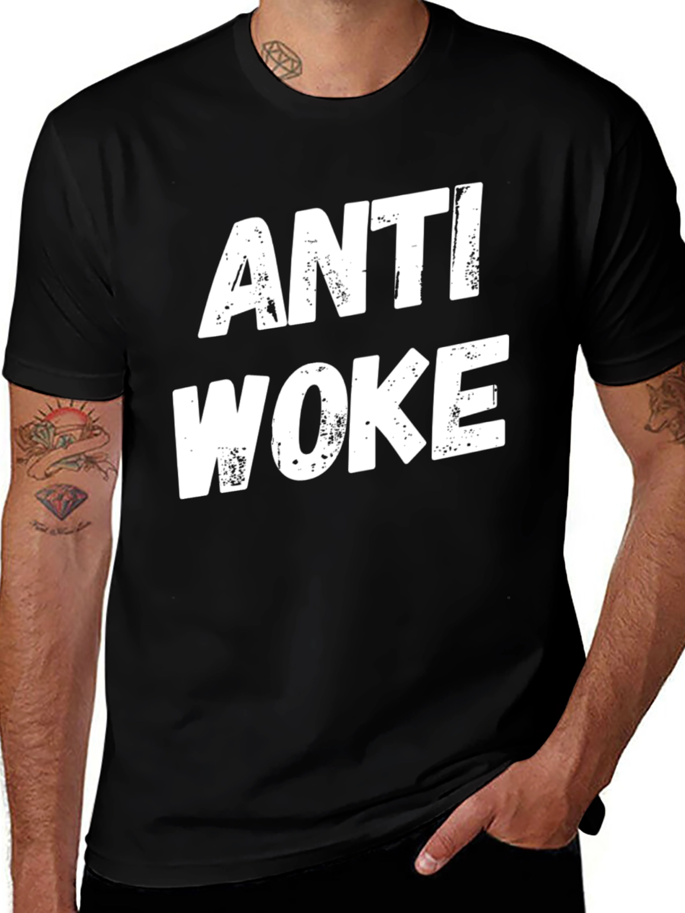 Black Anti Woke Graphic T-Shirt main image