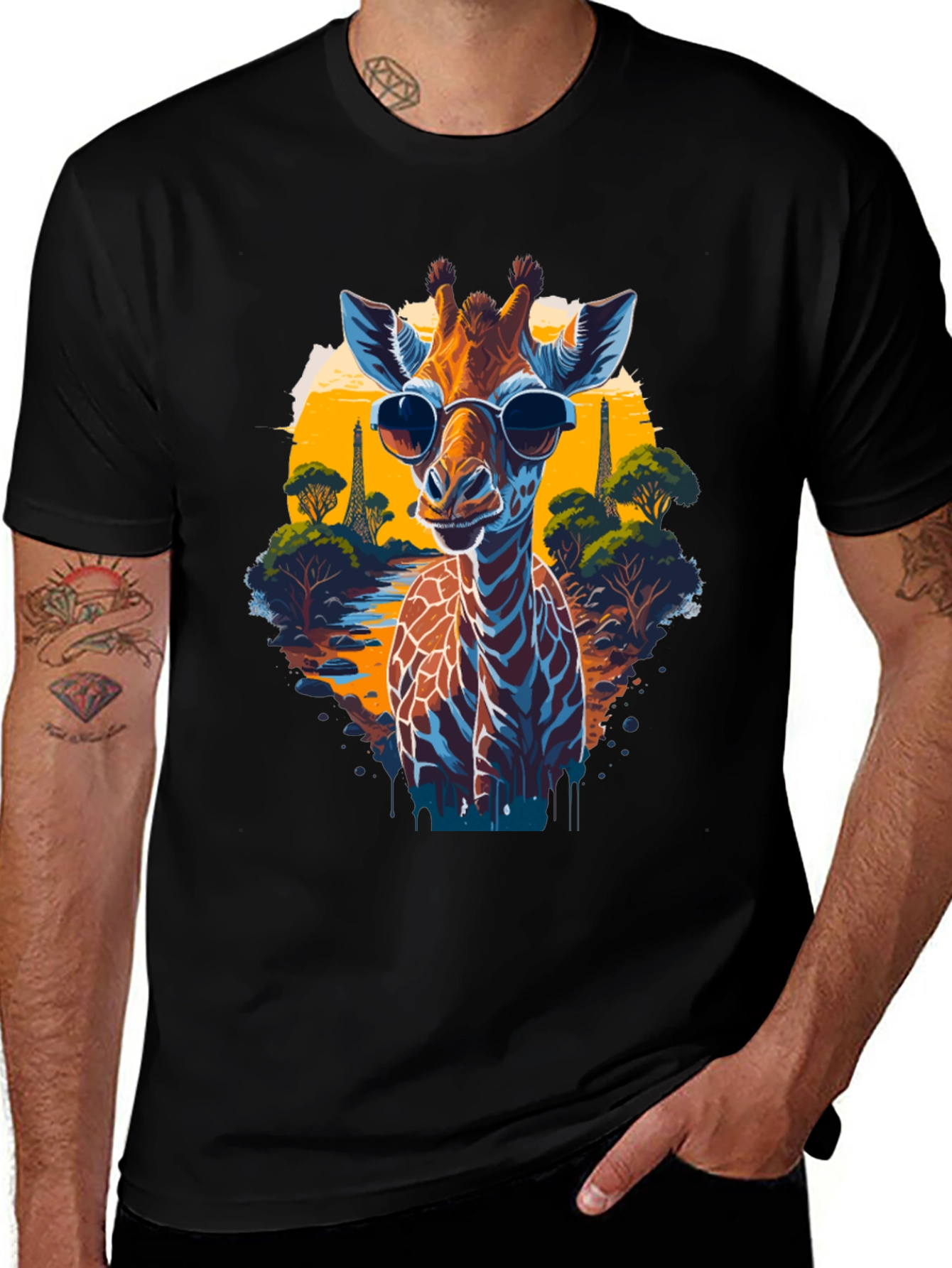 Variant 19 of Cool Giraffe in Shades Graphic T-Shirt