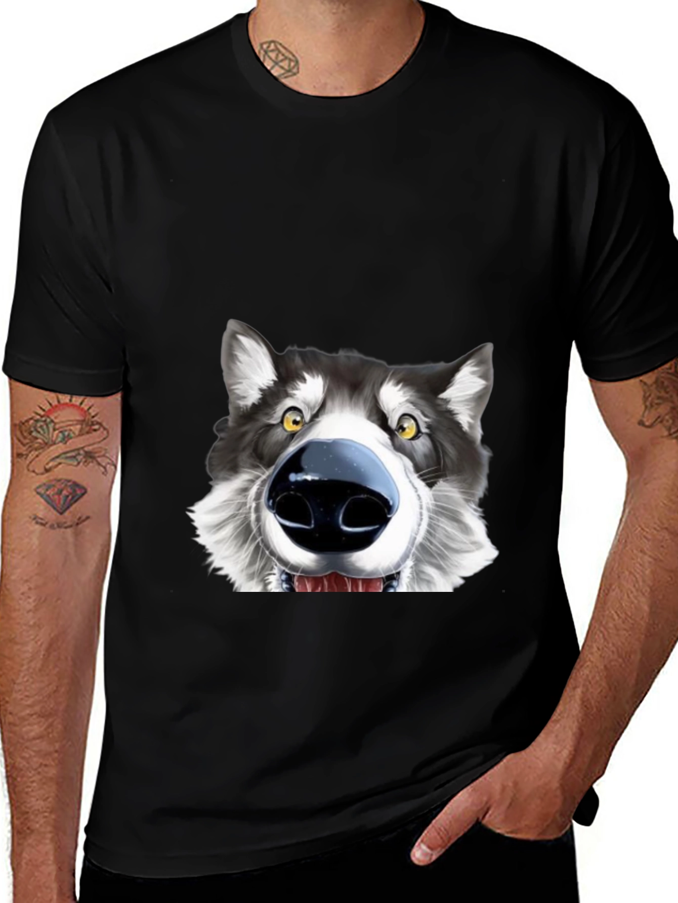 Variant 6 of Funny Dog Face Graphic T-Shirt - Unisex Black Tee
