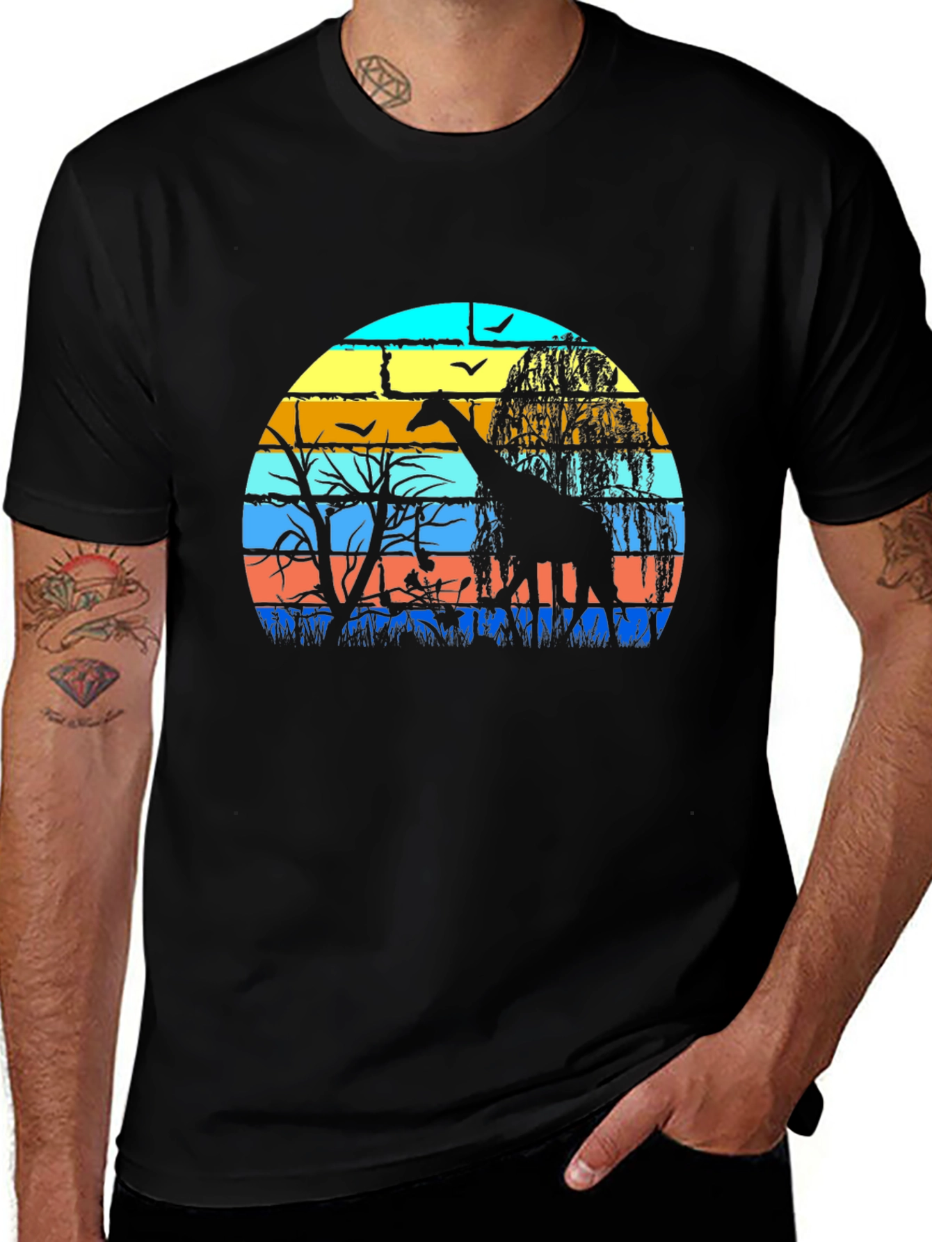 Variant 13 of Giraffe Silhouette Graphic Tee - Sunset Safari Style