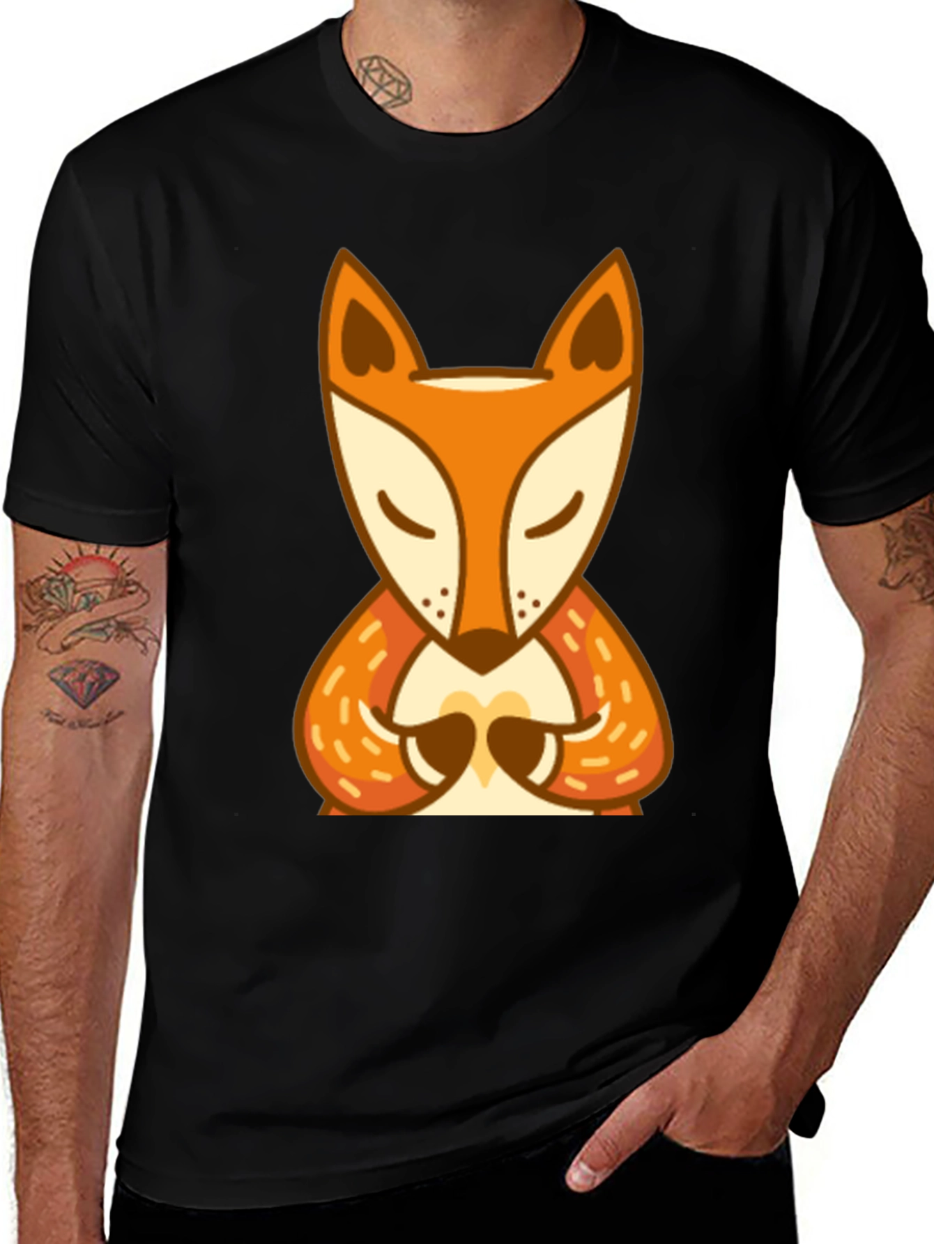 Variant 29 of Zen Fox Graphic Tee - Meditating Animal Design