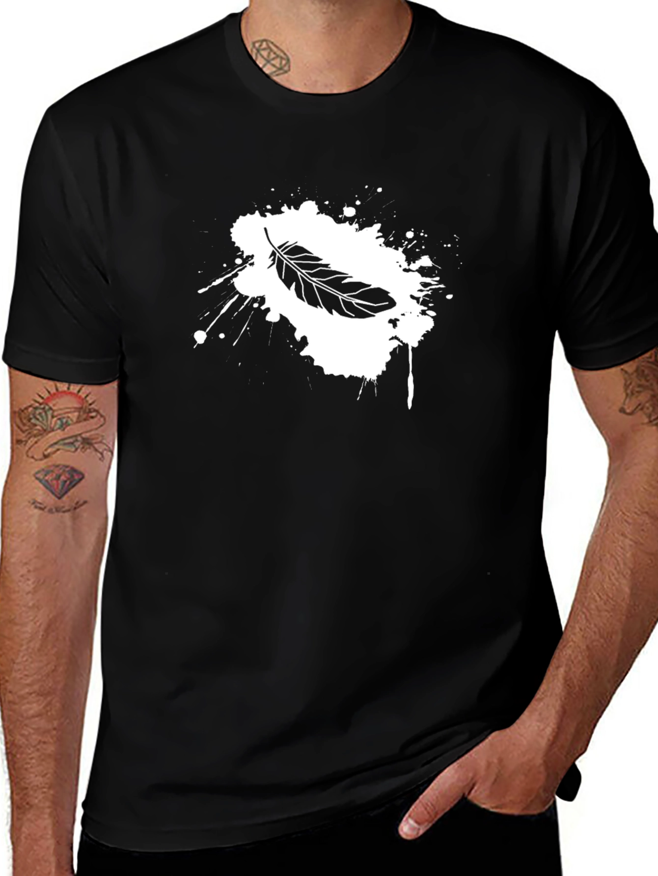 Variant 16 of Feather Splash Graphic Tee - Soft Cotton Blend