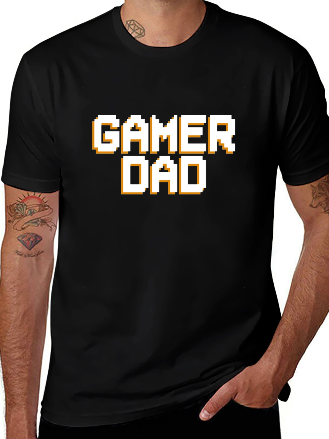 Variant 25 of Gamer Dad T-Shirt - Pixel Style Text Tee