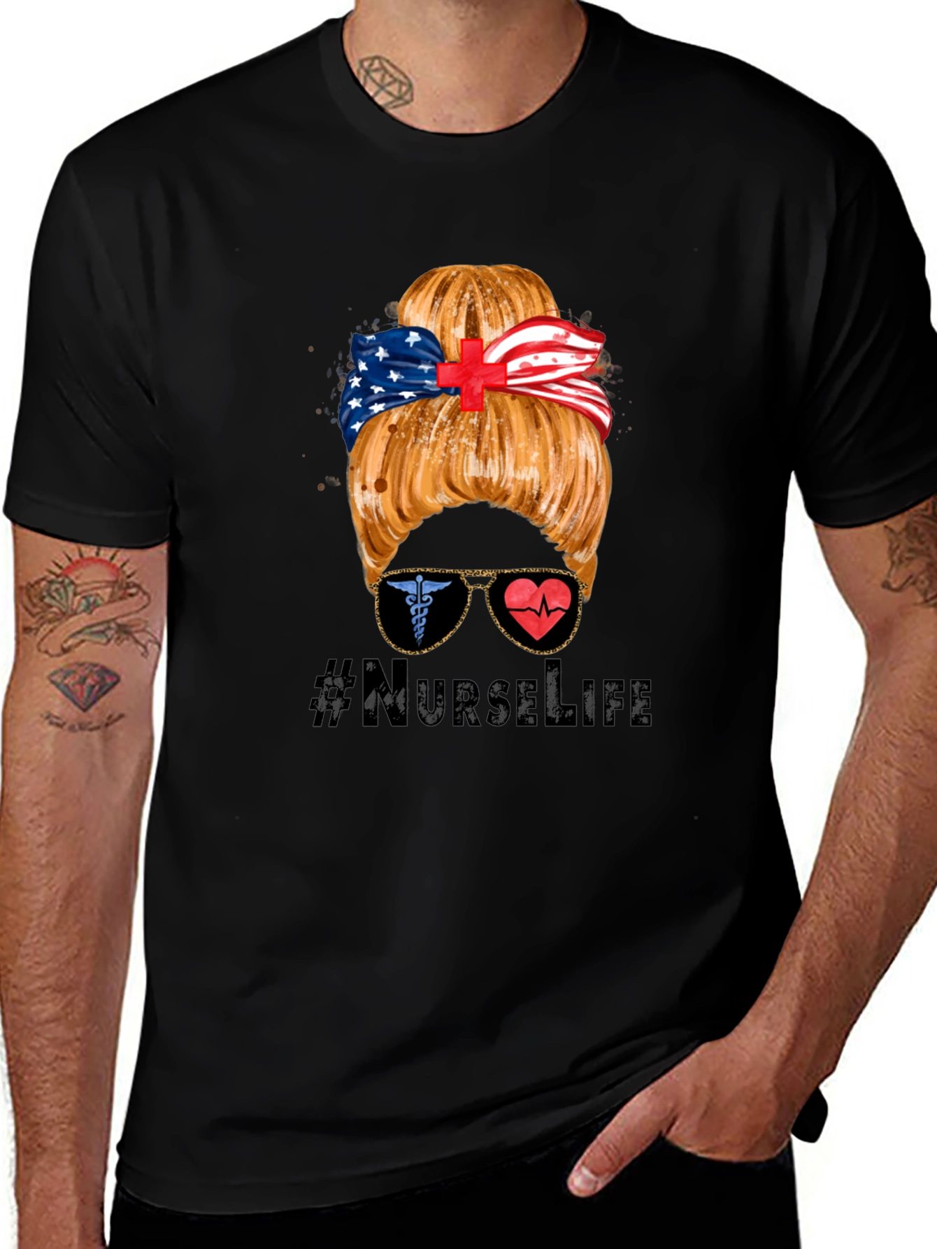 Variant 25 of Nurse Life Messy Bun T-Shirt