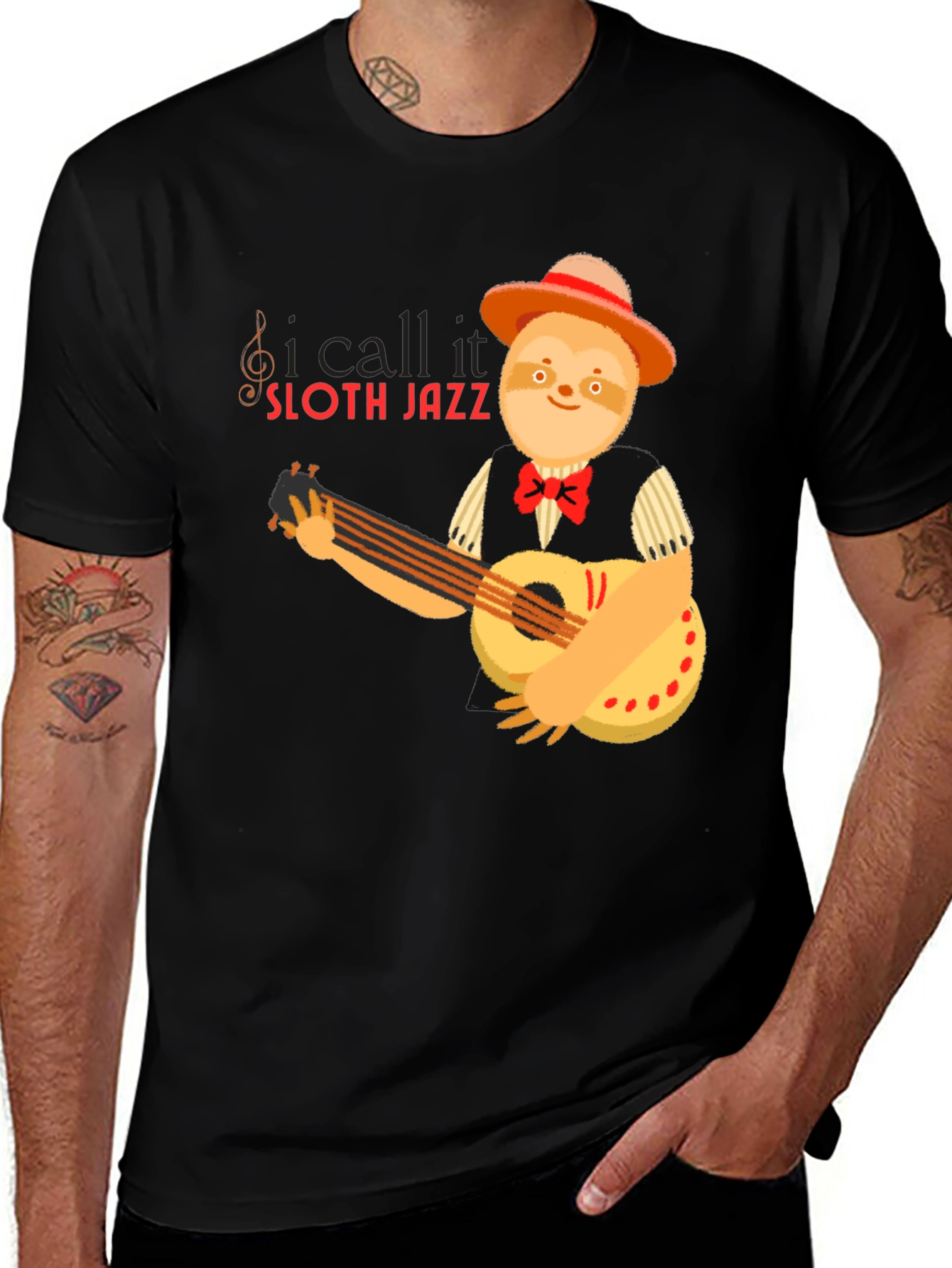 Variant 17 of Sloth Jazz Graphic T-Shirt - Musical Animal Tee