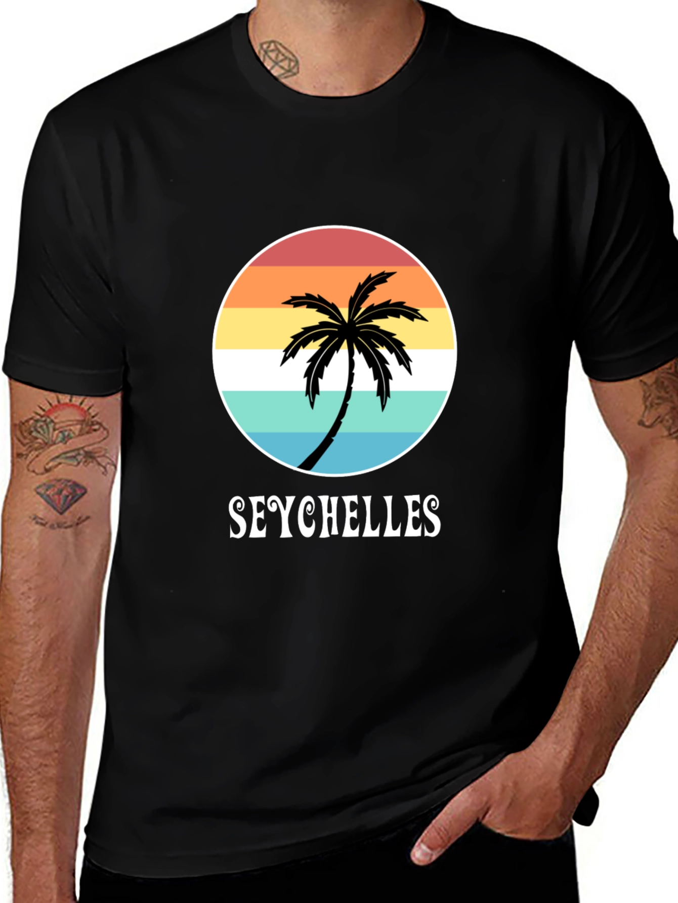 Seychelles Palm Tree Graphic T-Shirt