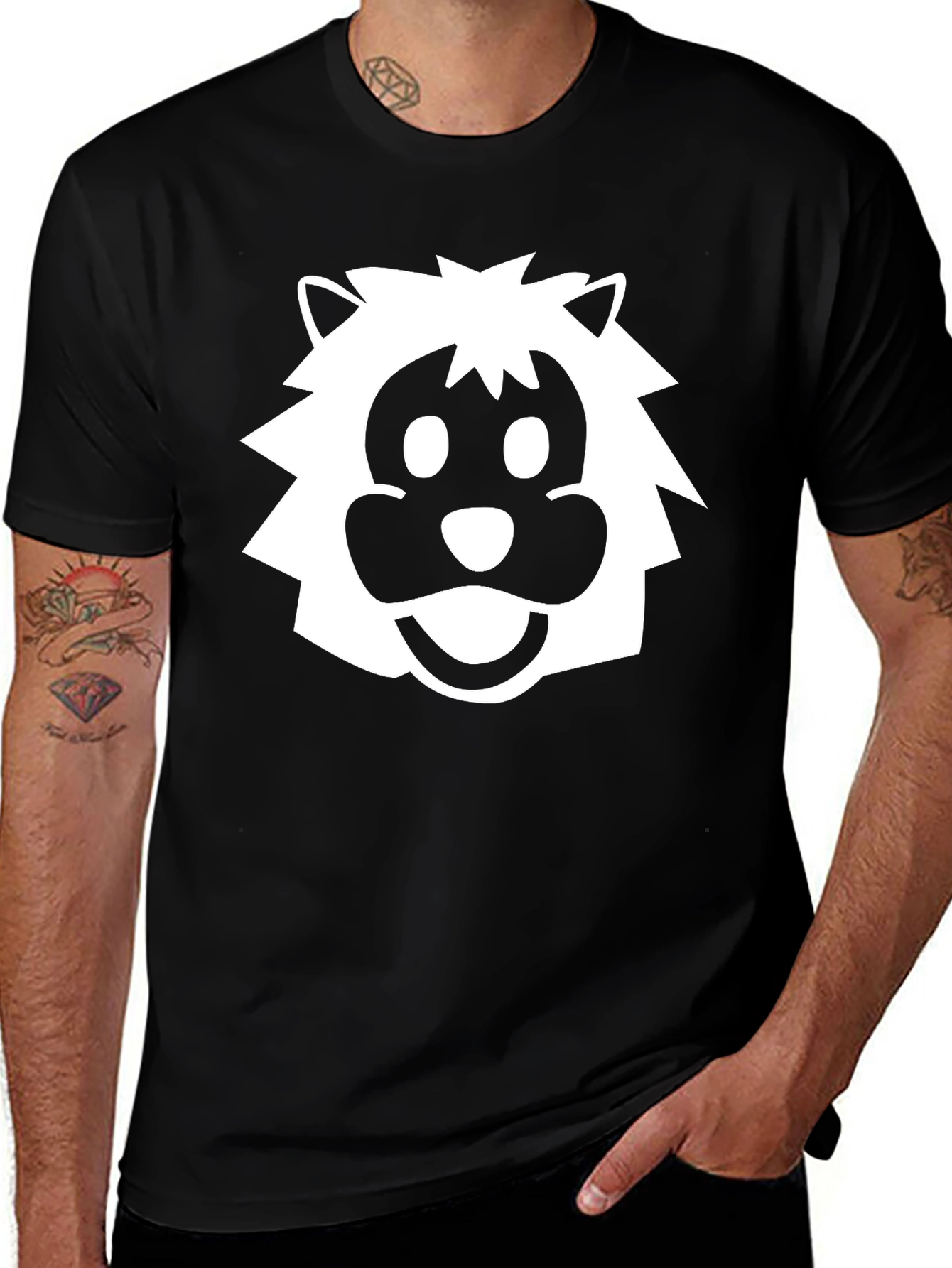 Variant 4 of Lion Graphic Tee - Black Cotton T-Shirt