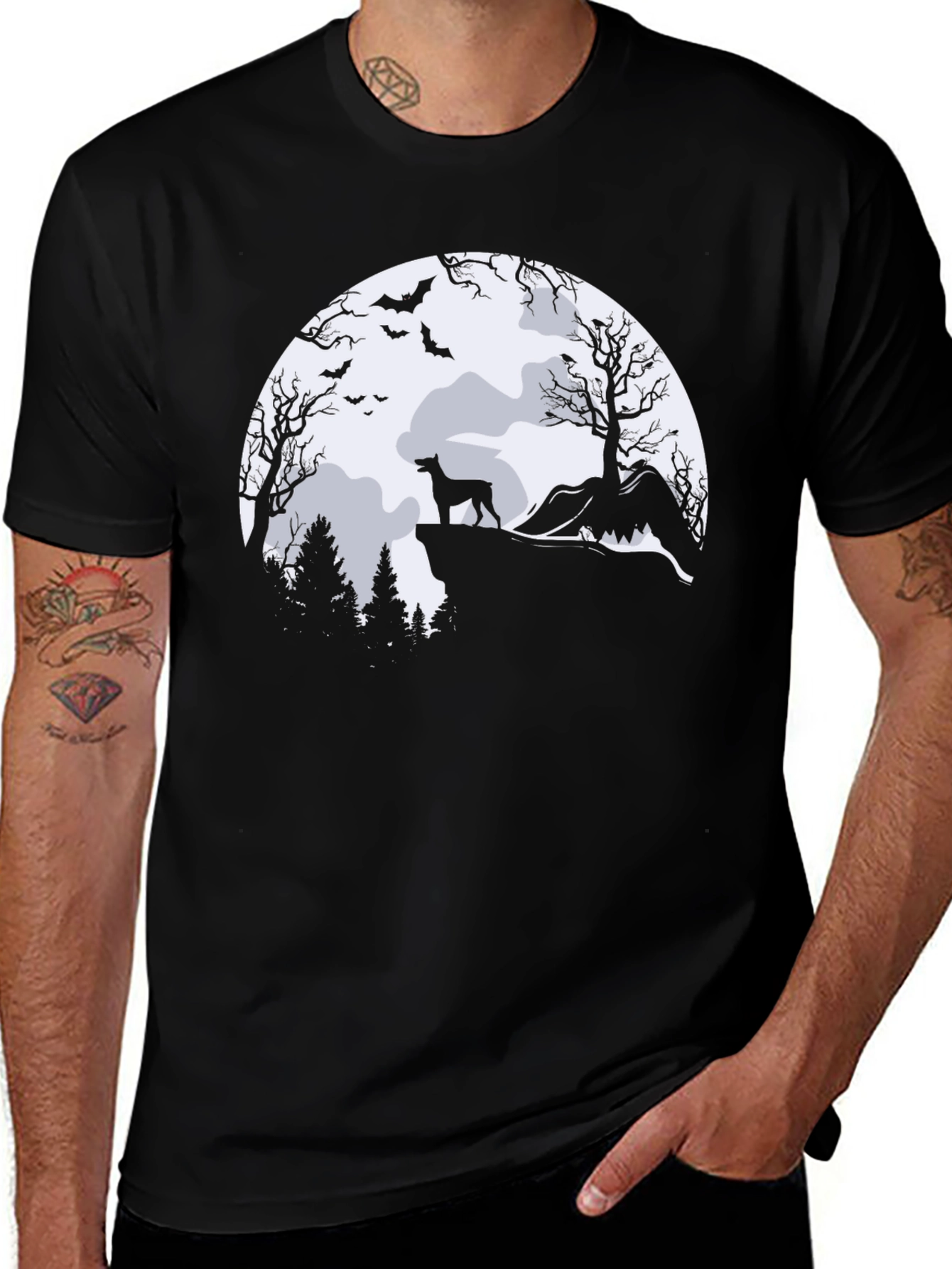 Variant 4 of Halloween Dog Moon T-Shirt