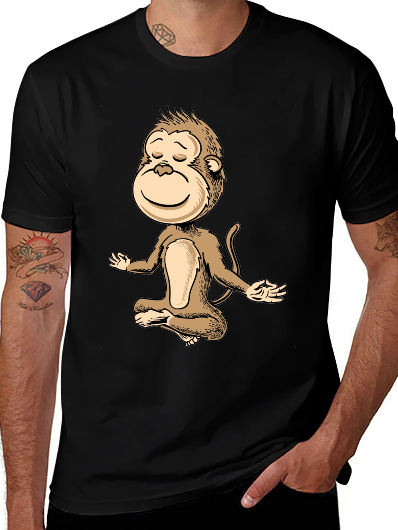 Variant 8 of Zen Monkey Black T-Shirt - Meditating Primate