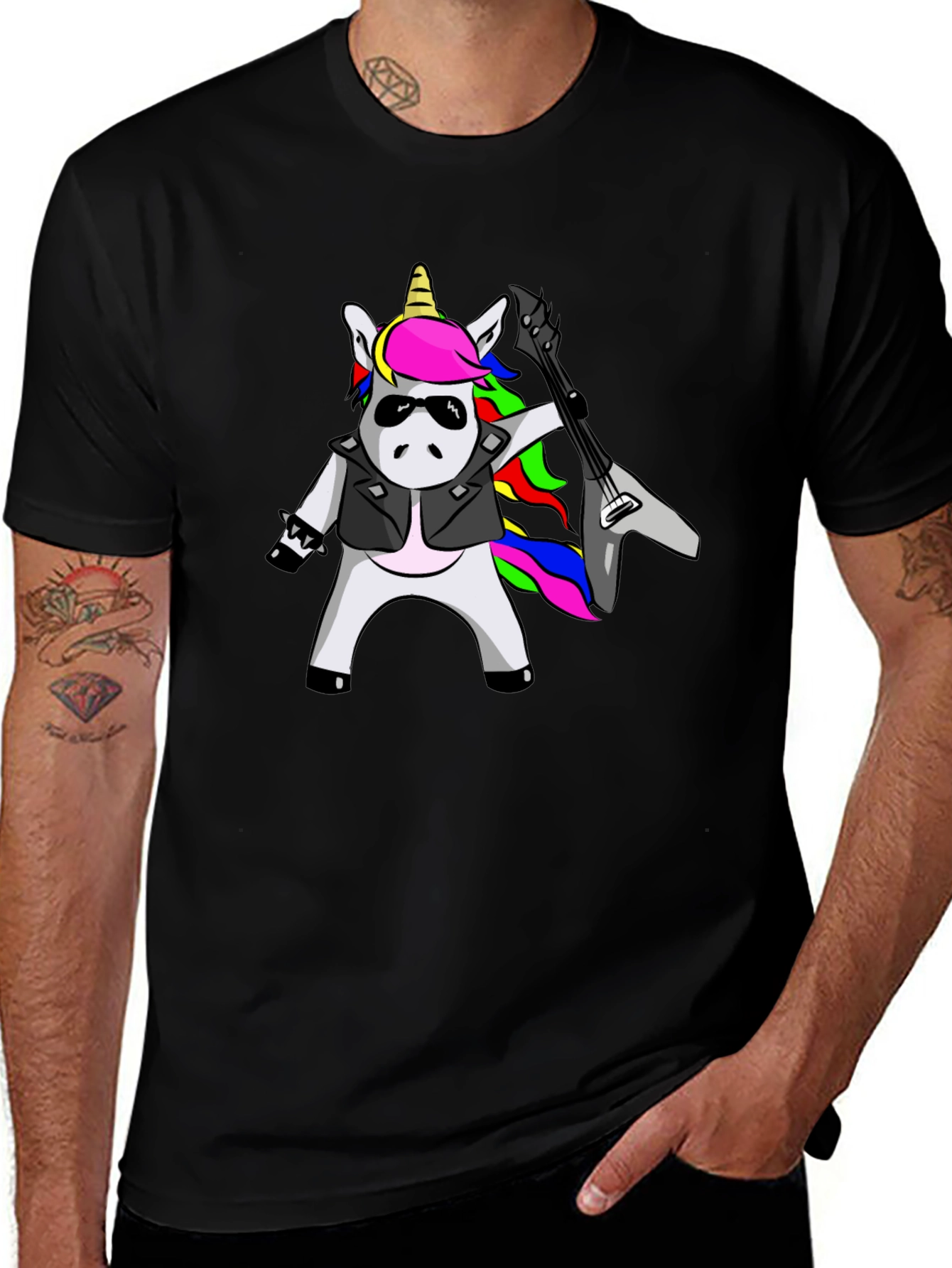 Unicorn Rocker T-Shirt - Black Cotton Tee