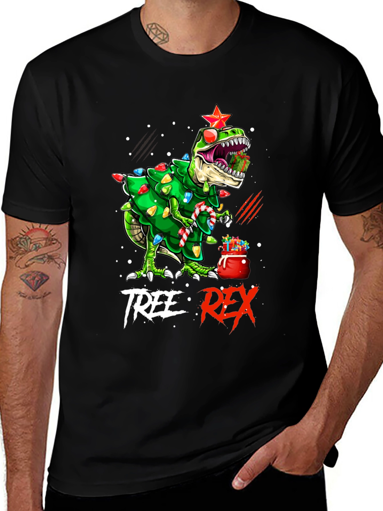 Tree Rex Christmas Dinosaur T-Shirt