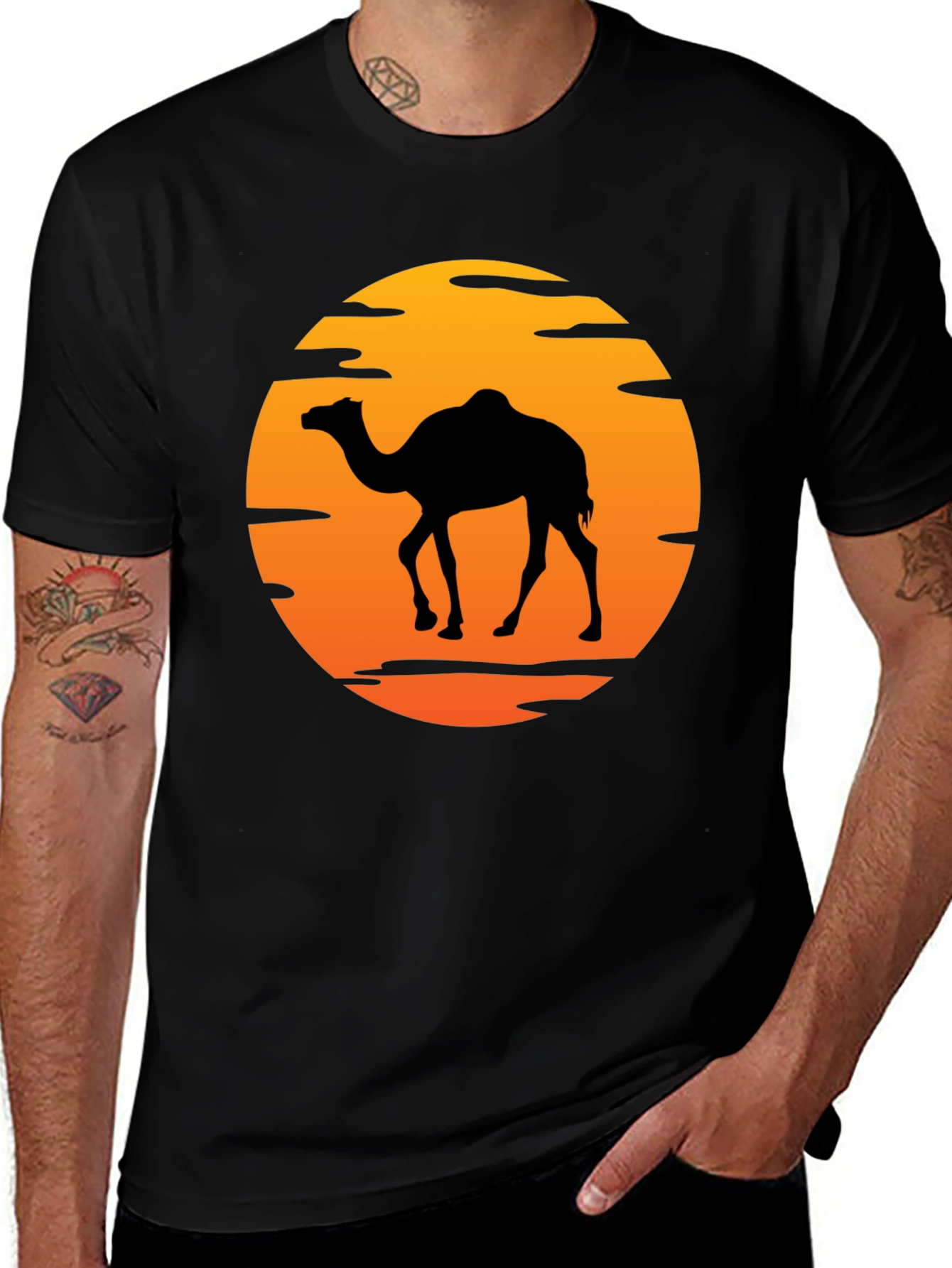 Variant 17 of Camel Silhouette Sunset Graphic T-Shirt