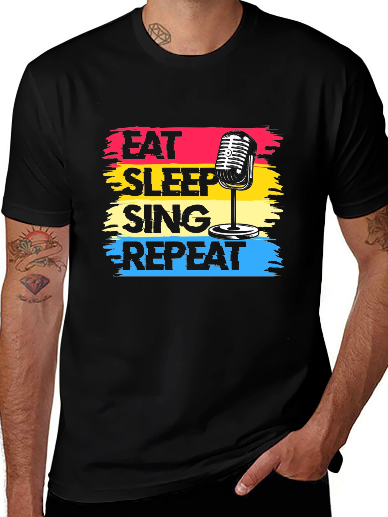 Variant 23 of Eat Sleep Sing Repeat Black Graphic Tee