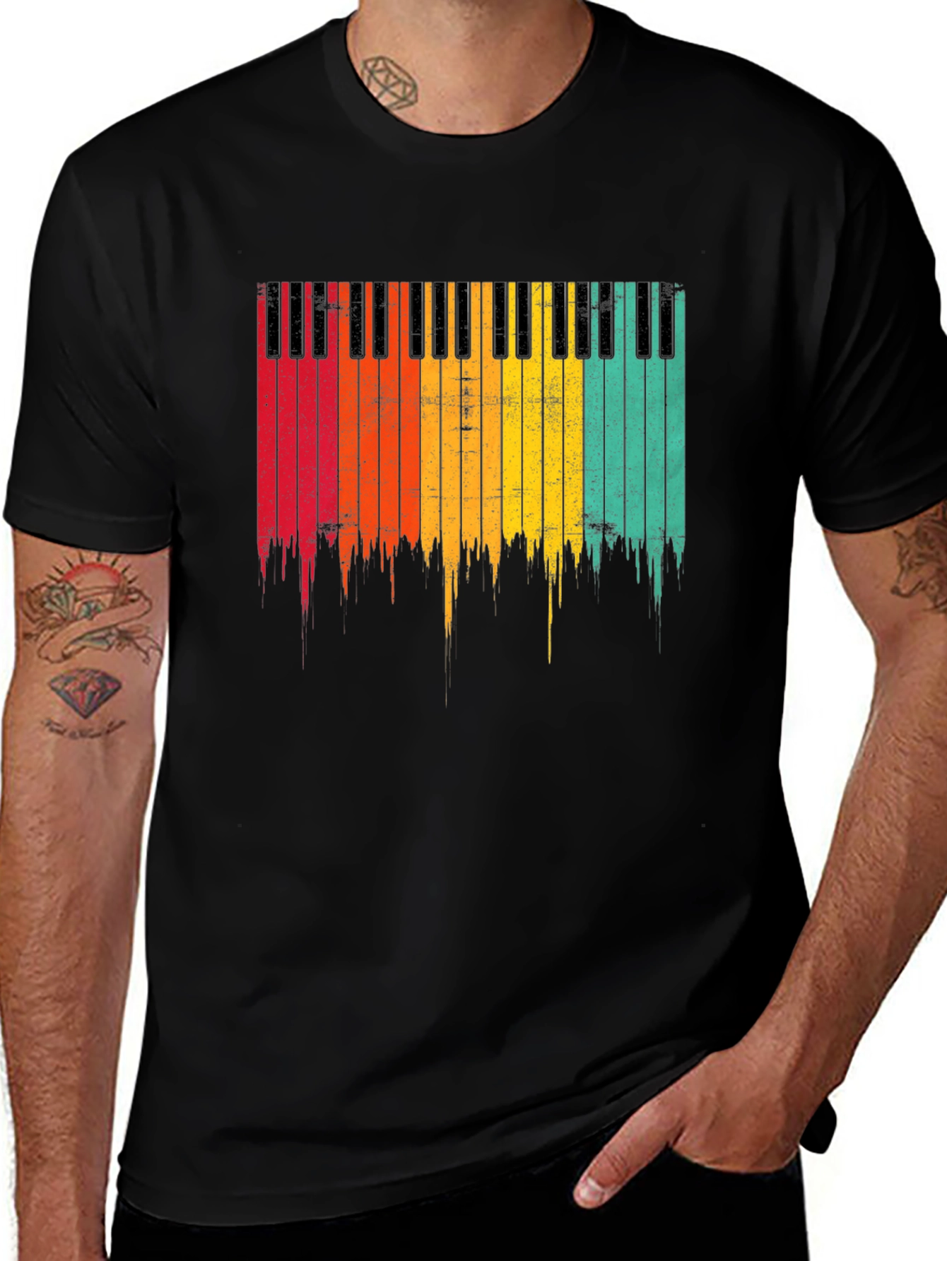 Variant 6 of Retro Piano Keys Graphic T-Shirt - Music Lover Tee