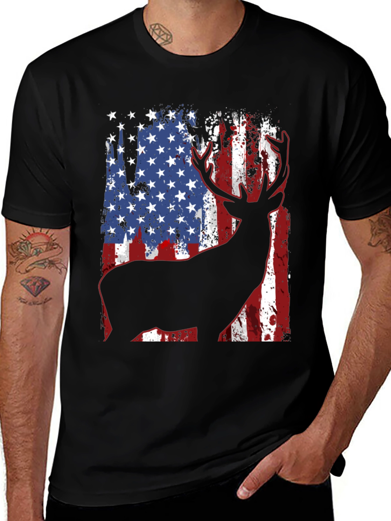 Variant 9 of American Flag Deer Graphic Tee - Patriotic Style