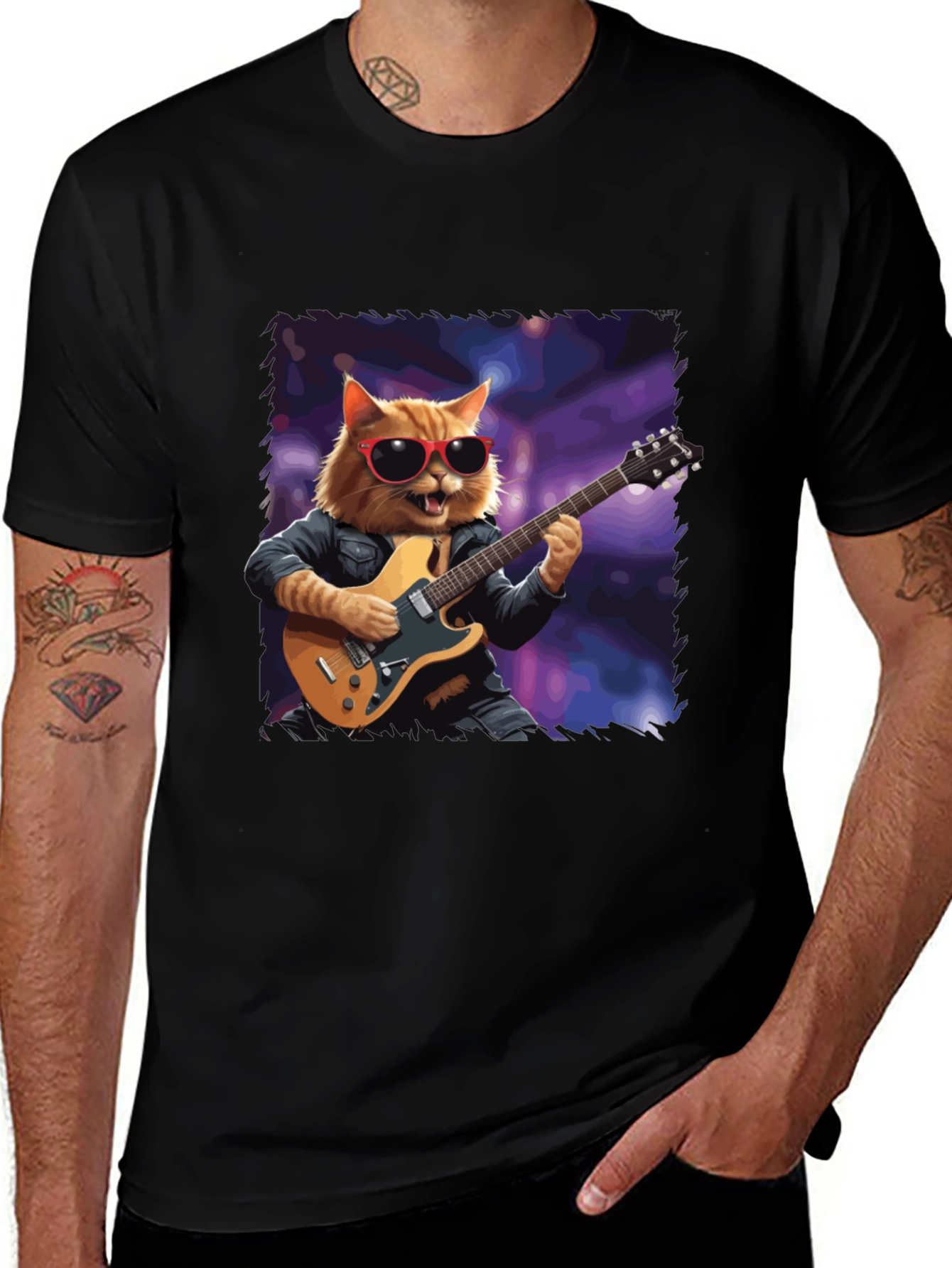 Variant 8 of Cat Guitarist T-Shirt - Cool Feline Musician
