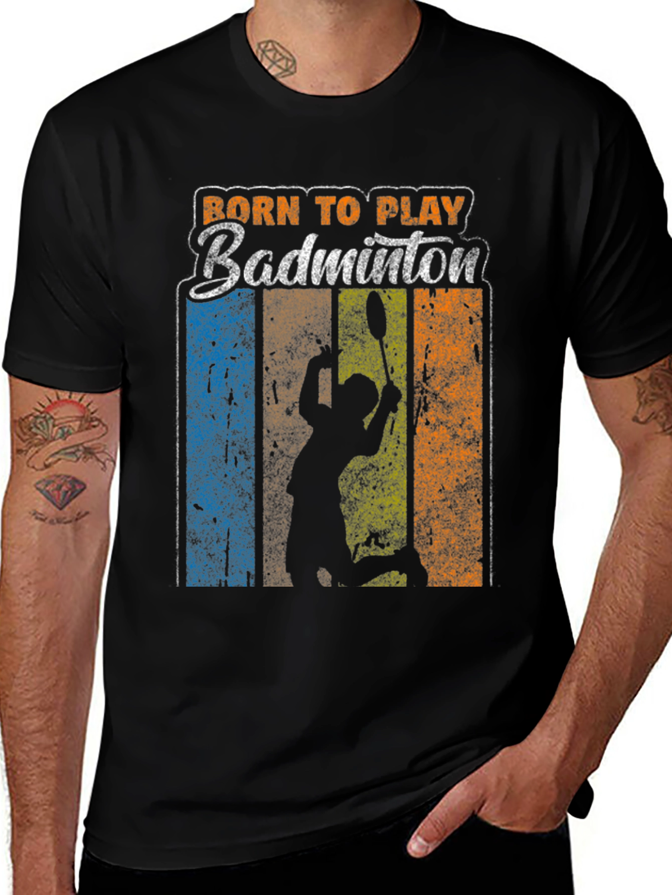 Variant 19 of Born to Play Badminton Graphic T-Shirt