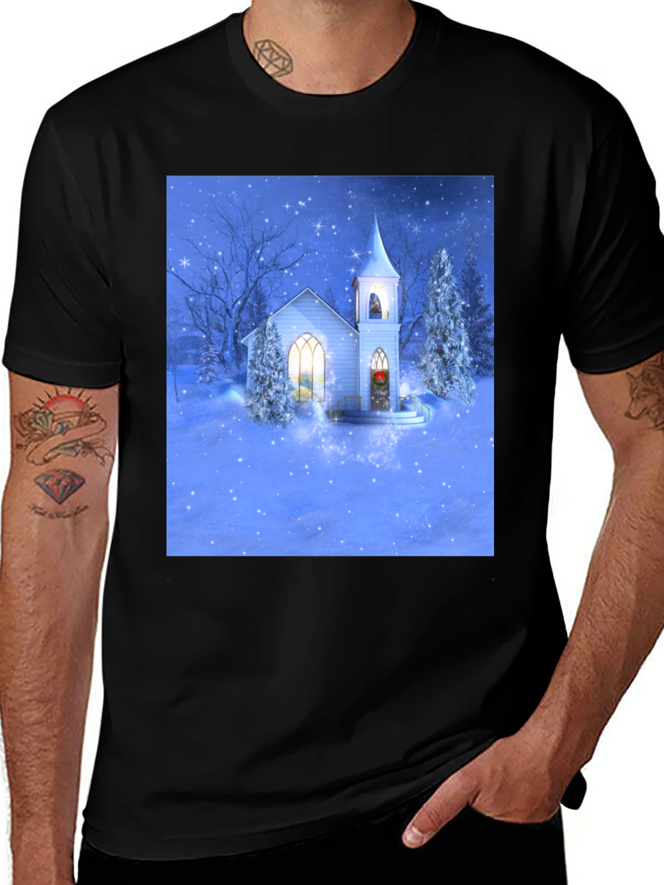 Variant 26 of Winter Church T-Shirt - Holiday Festive Tee