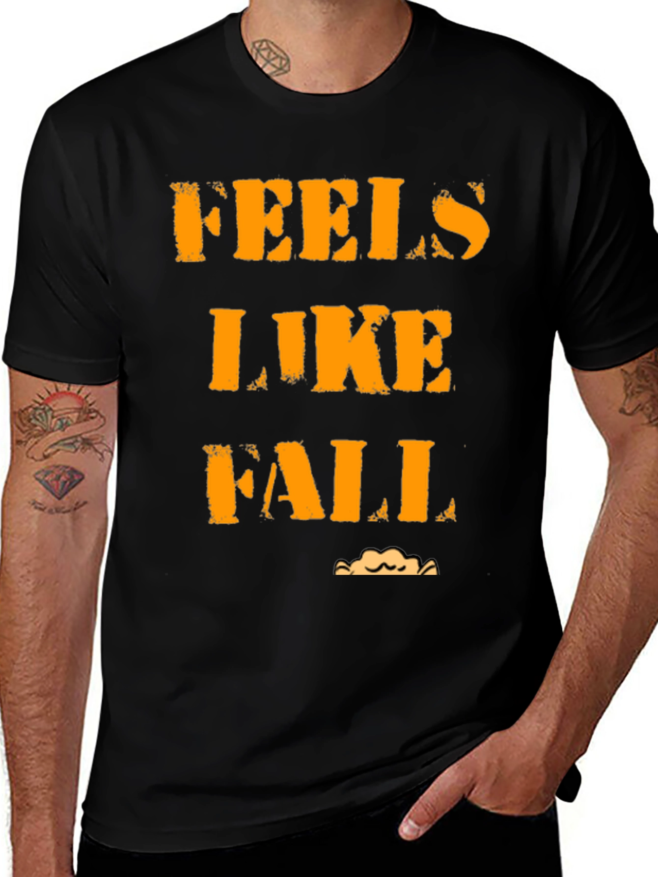 Variant 14 of Feels Like Fall Graphic Tee - Black Casual T-Shirt