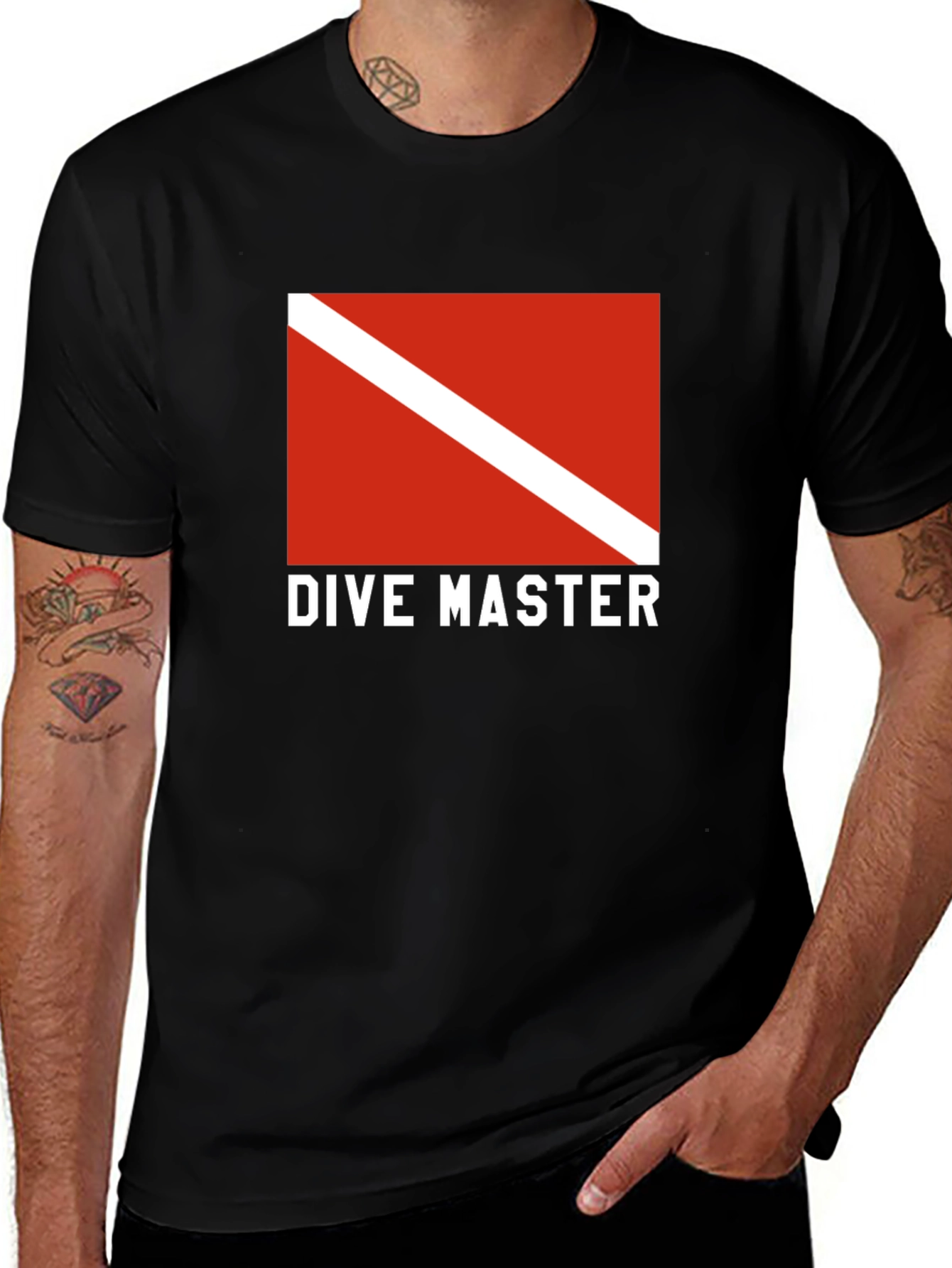 Variant 9 of Dive Master Scuba Flag Black T-Shirt