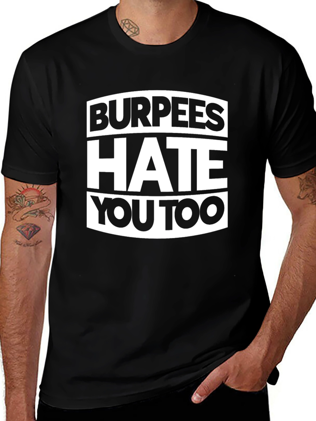 Variant 14 of Burpees Hate You Too Graphic Tee - Black Cotton
