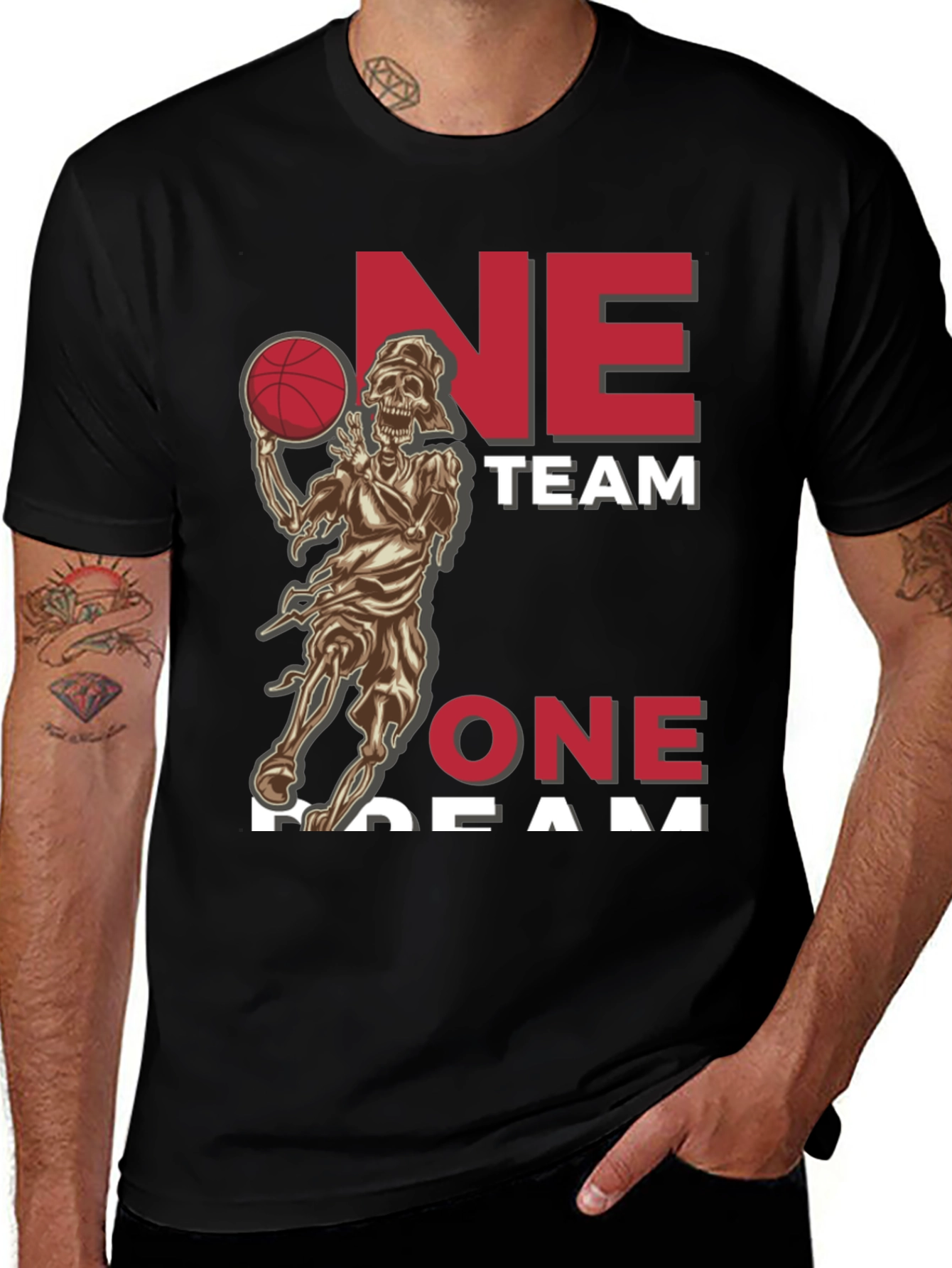 Variant 5 of One Team One Dream Basketball Skeleton T-Shirt