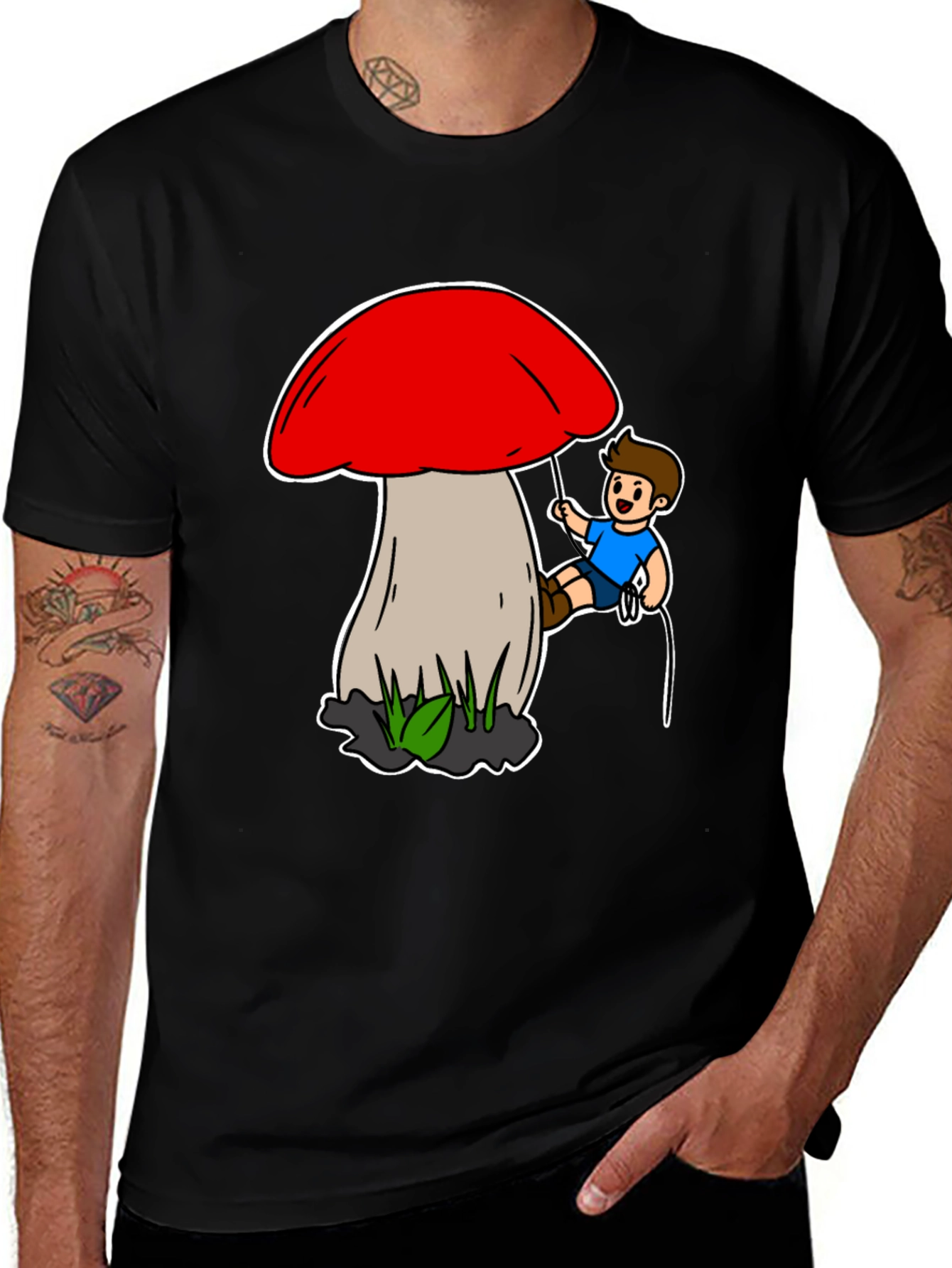 Variant 20 of Mushroom Climber T-Shirt - Unique Cartoon Design