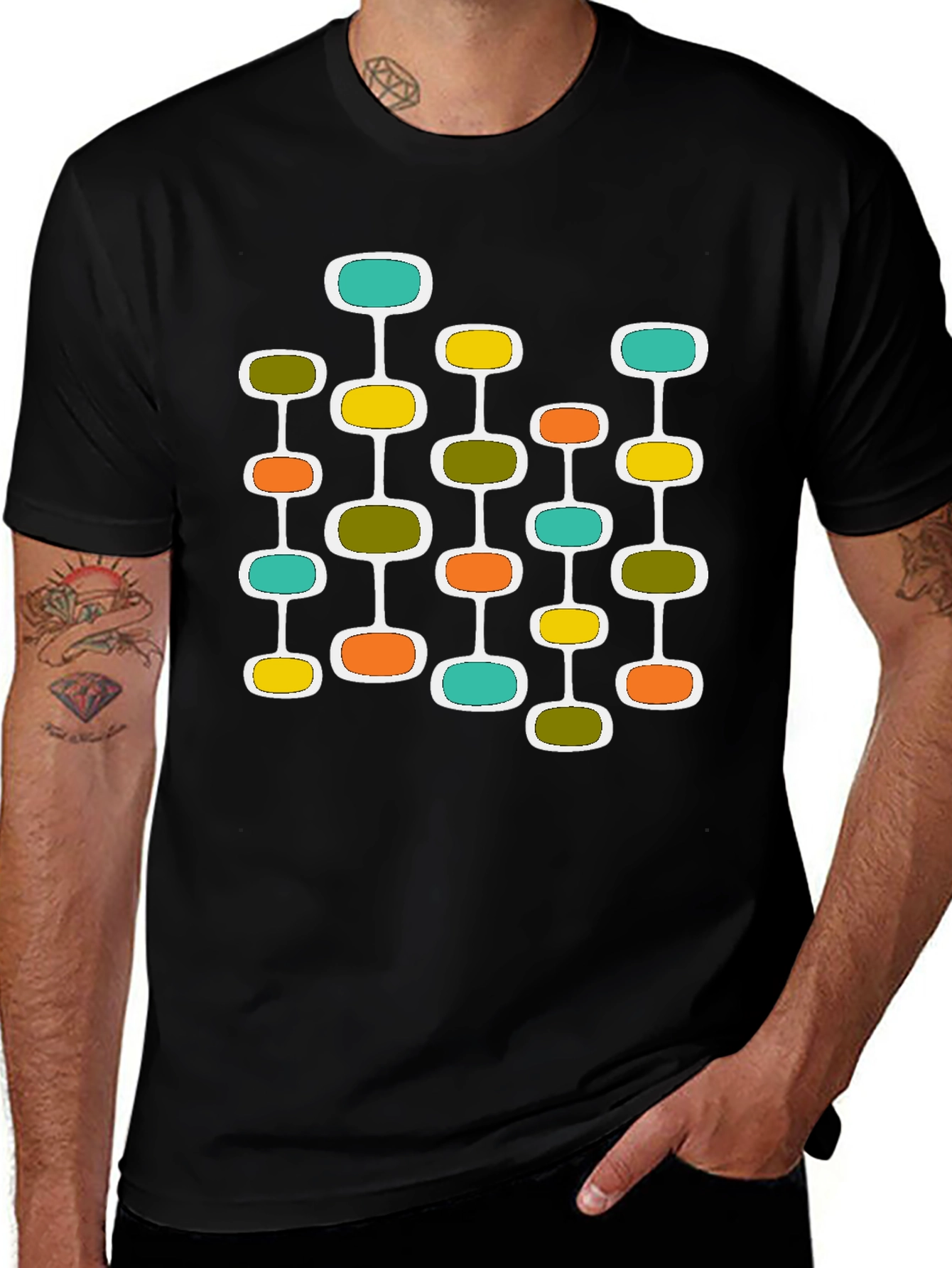 Variant 16 of Mid-Century Modern Atomic Black T-Shirt