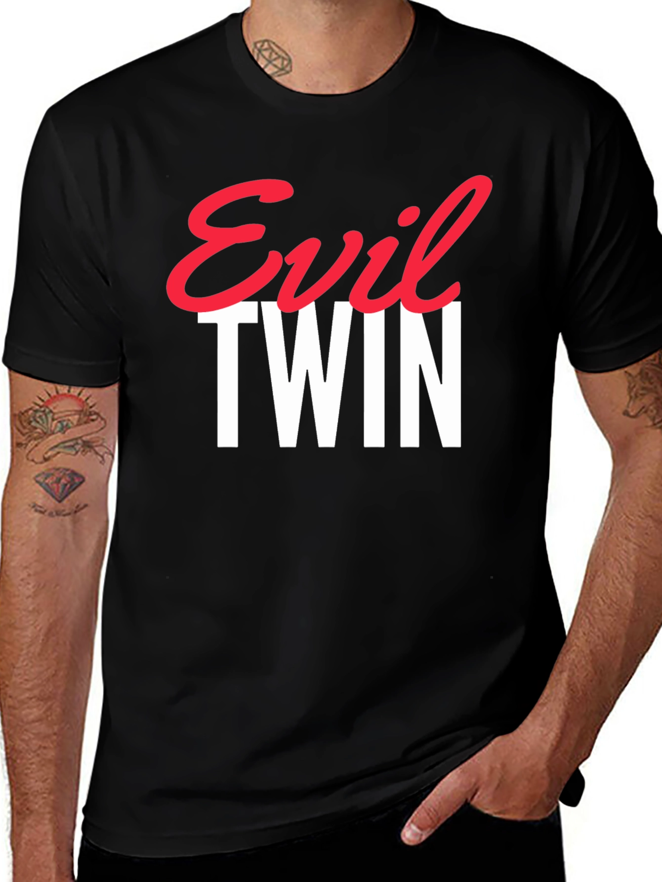Black Evil Twin Graphic Tee - Trendy Statement T-Shirt main image