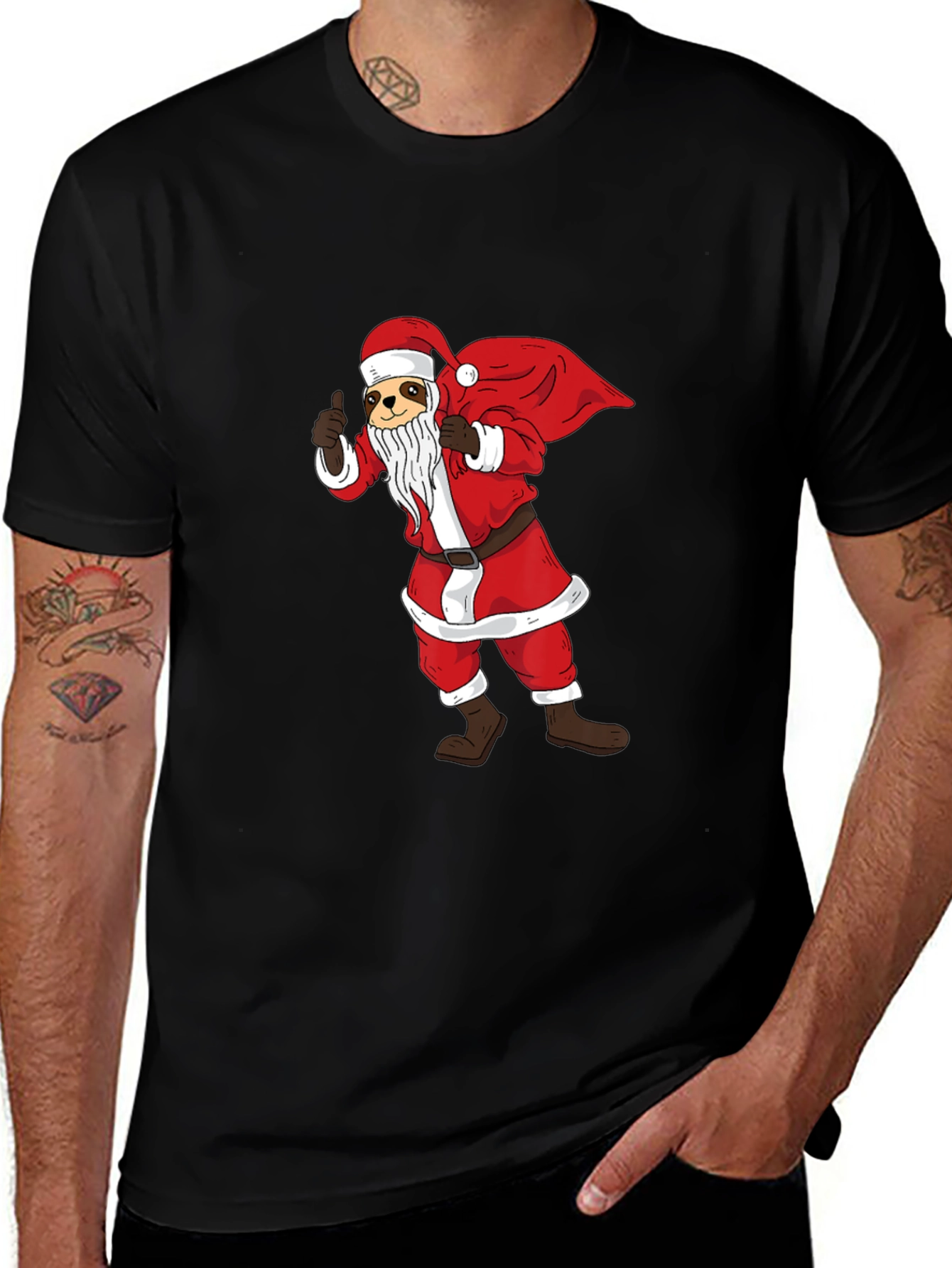 Variant 5 of Santa Sloth Graphic T-Shirt - Holiday Cheer