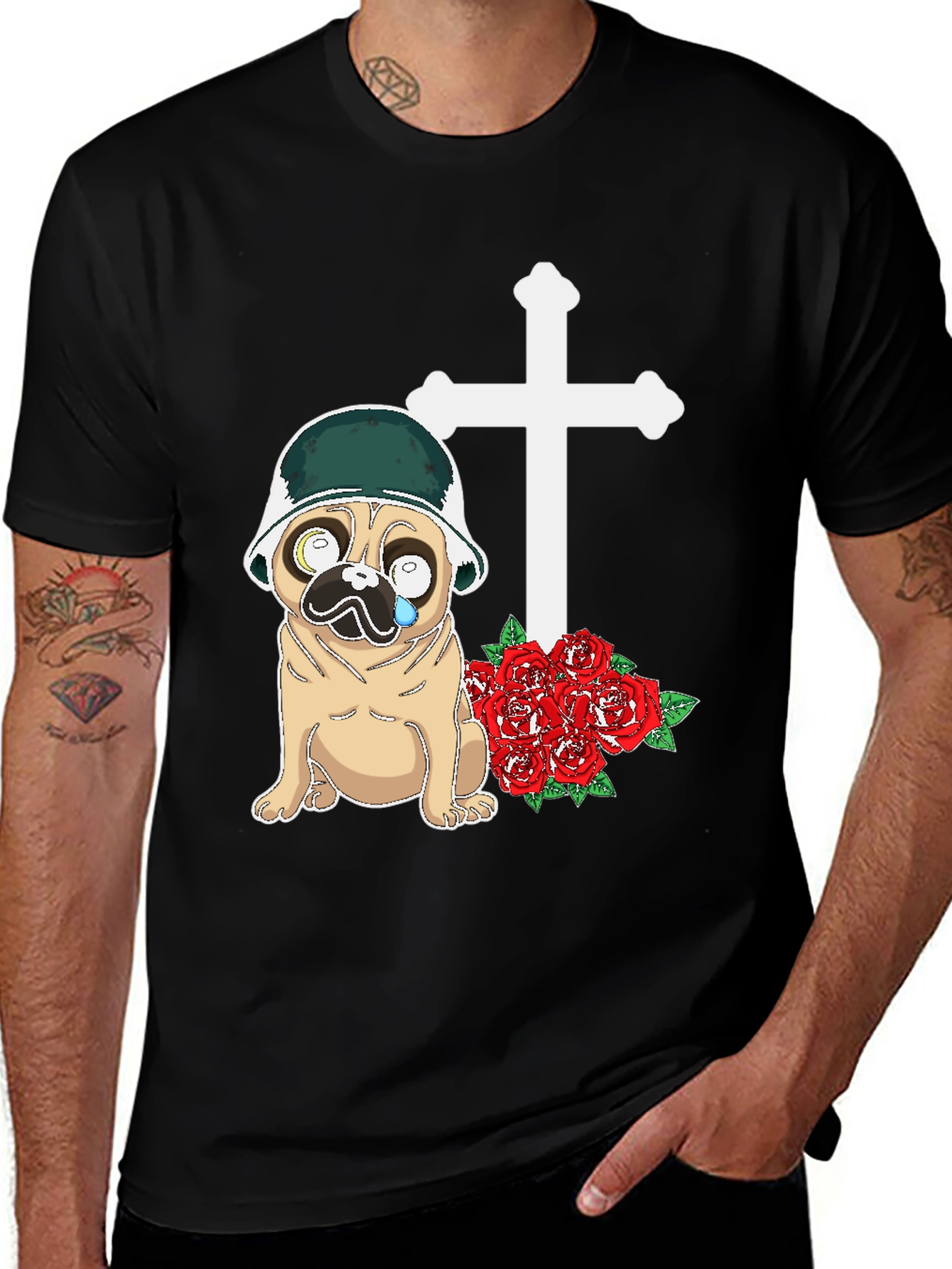 Variant 19 of Pug Soldier Memorial T-Shirt