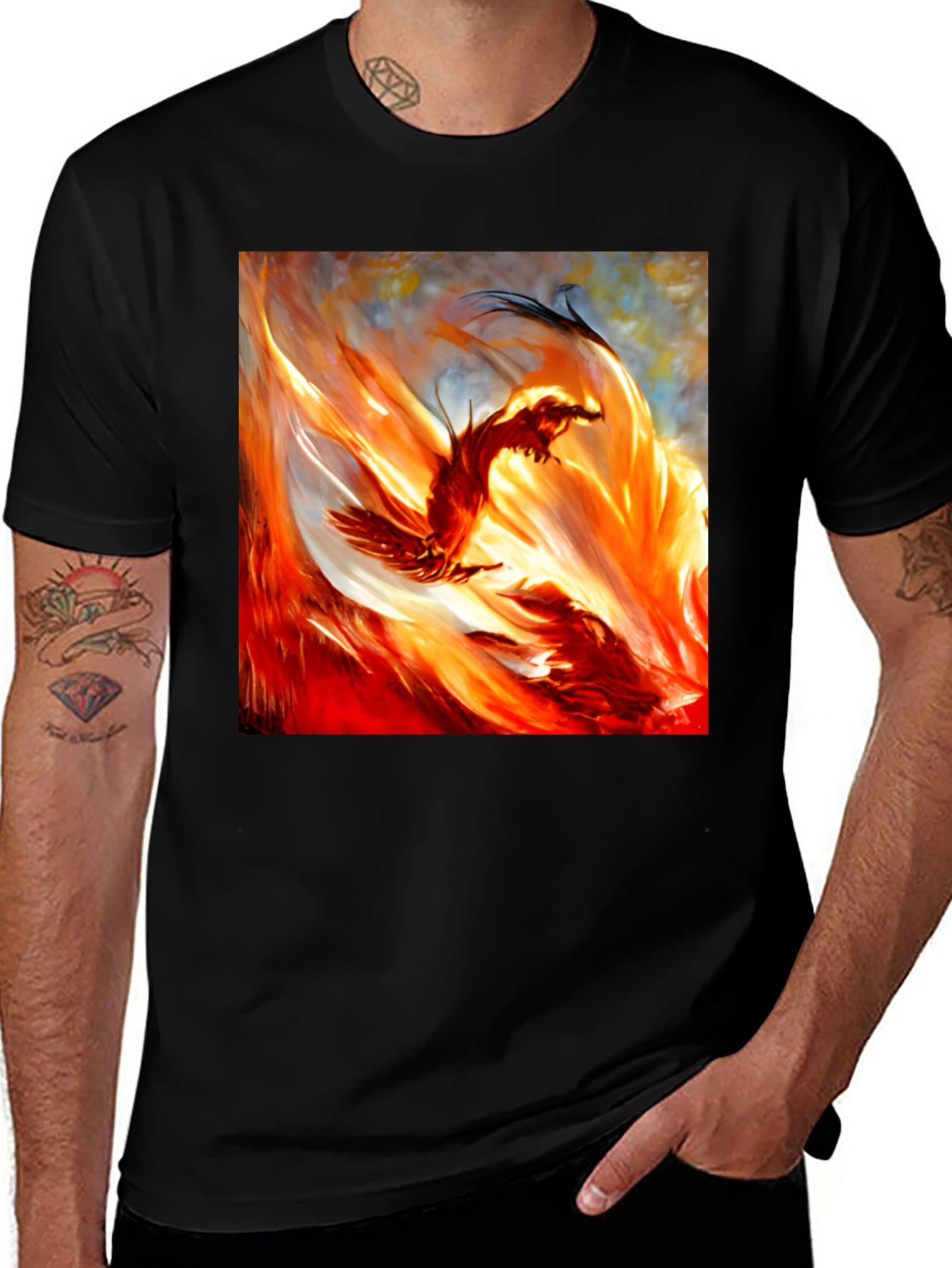 Variant 27 of Fiery Phoenix Graphic T-Shirt - Bold and Unique Design
