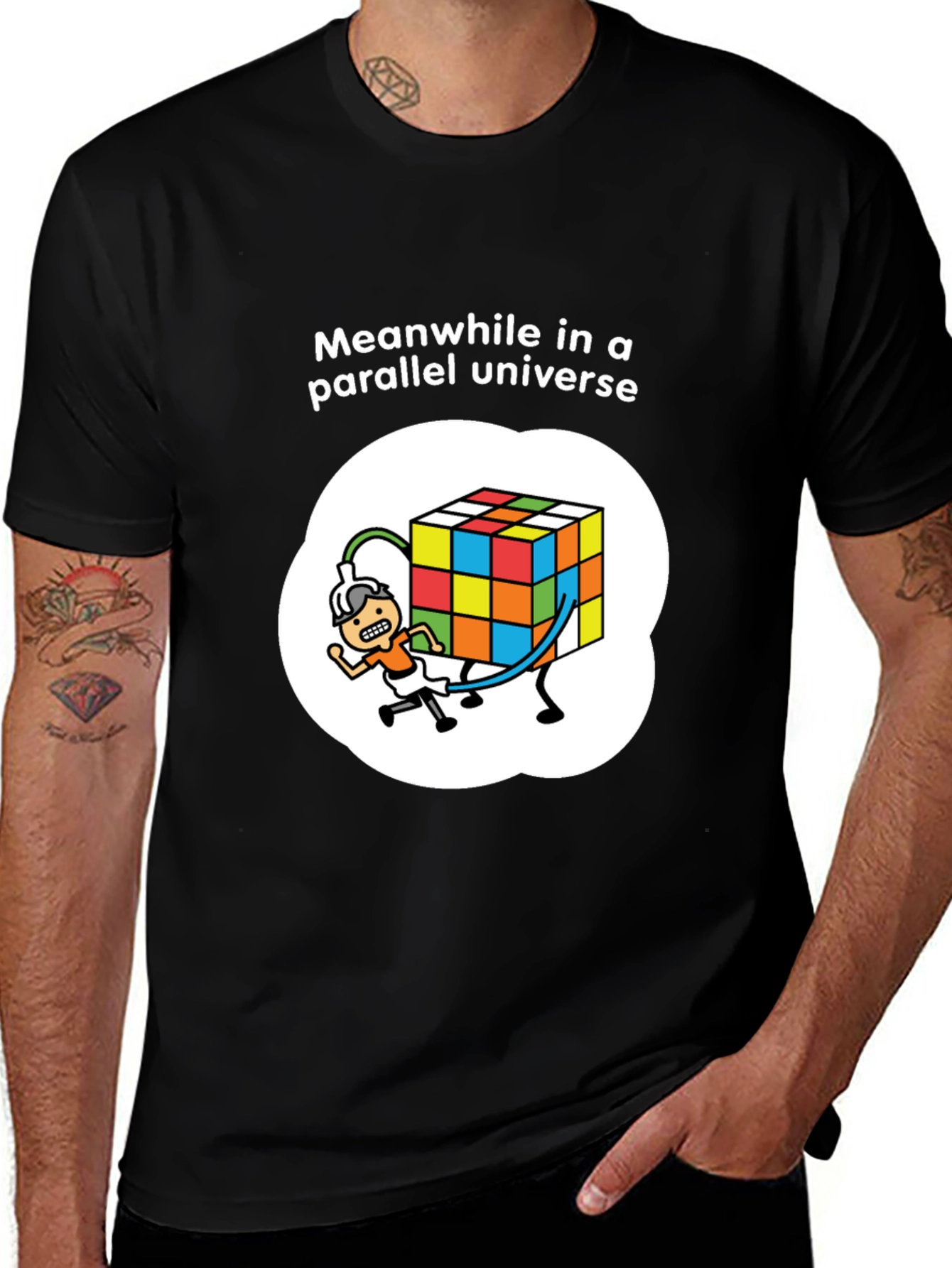 Variant 6 of Parallel Universe Rubik's Cube Graphic Tee - Quirky Design
