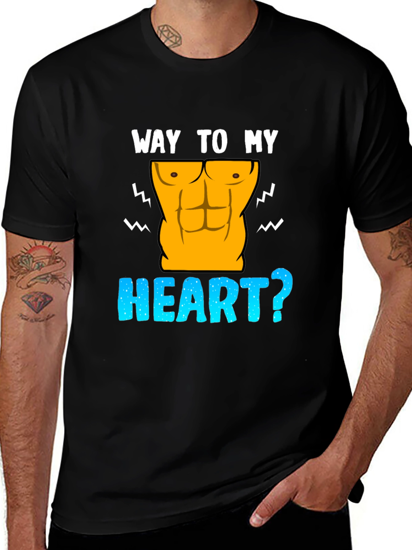 Variant 13 of Way To My Heart Abs Funny Graphic T-Shirt