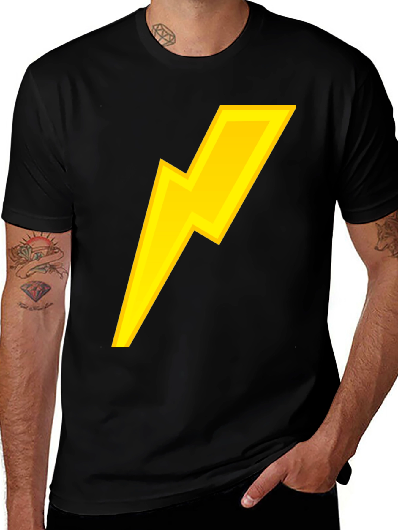 Variant 17 of Lightning Bolt Graphic Black Tee