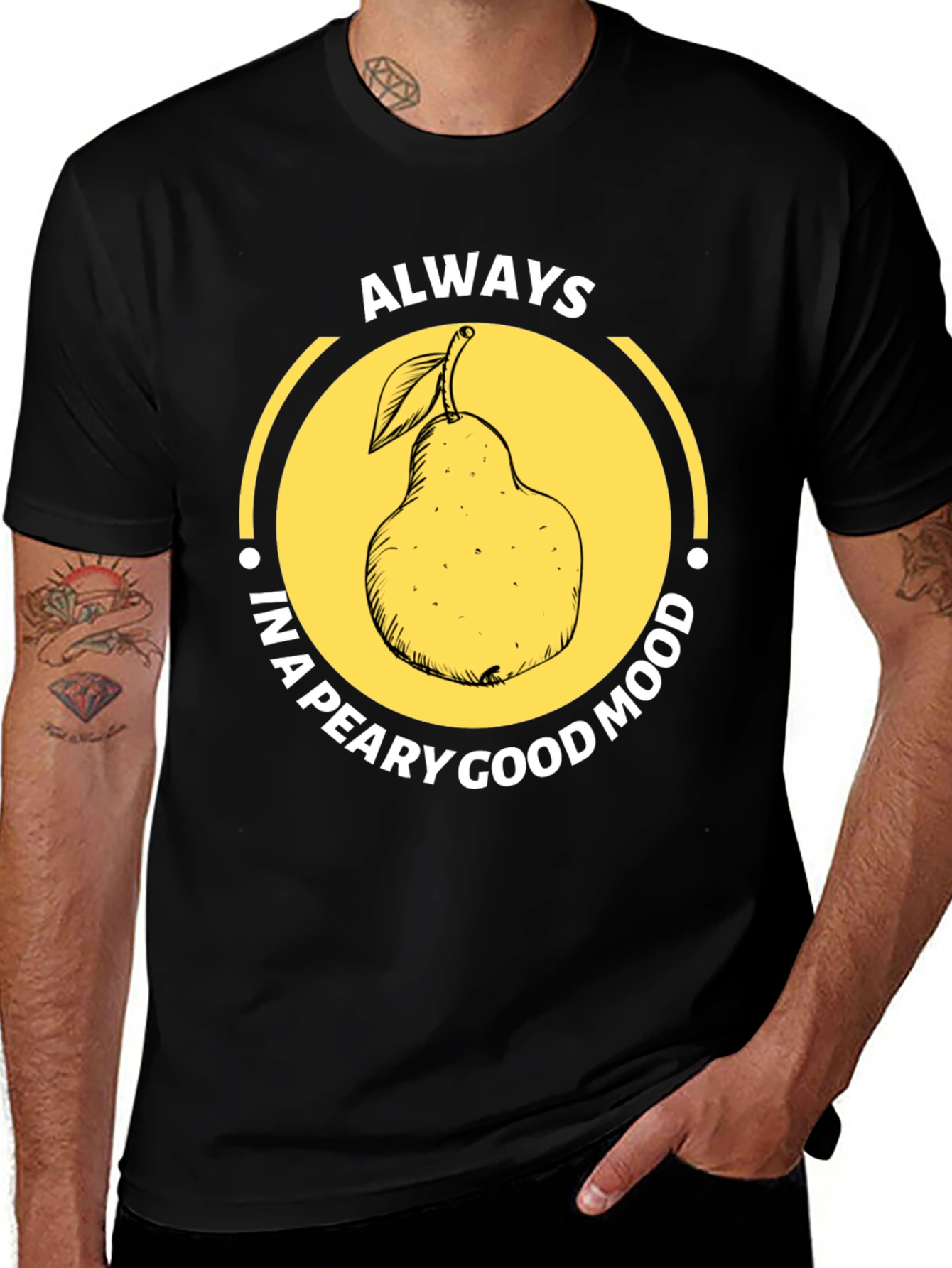 Variant 8 of Always In A Peary Good Mood Black T-Shirt
