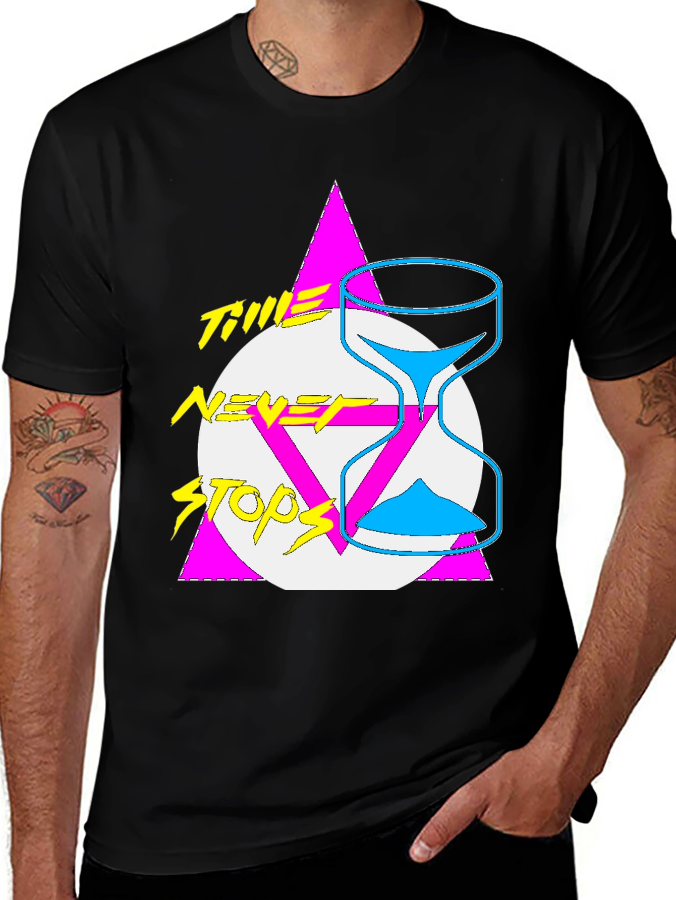 Variant 21 of Time Never Stops Graphic Tee - Retro Style