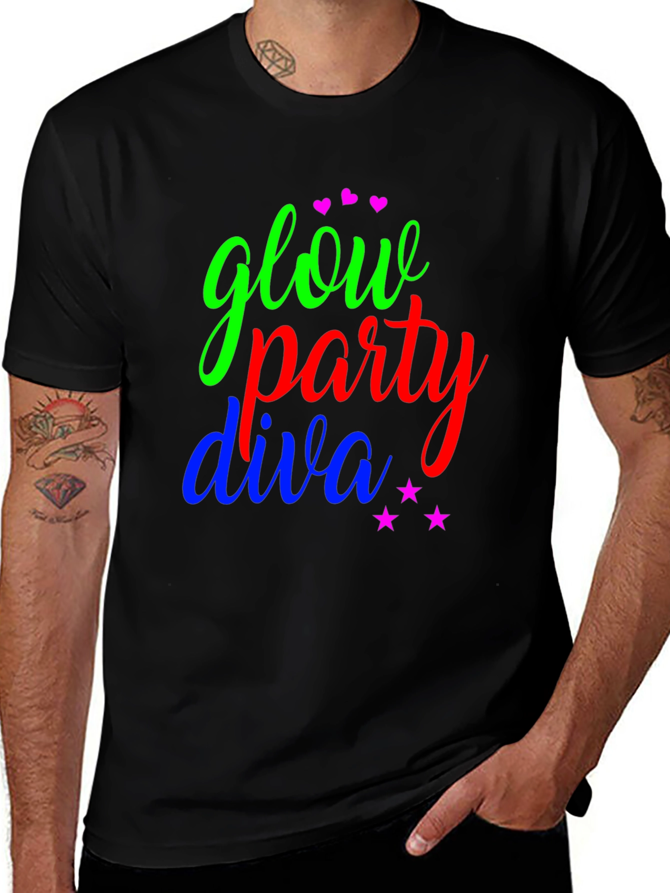 Variant 2 of Glow Party Diva T-Shirt - Fun Neon Design