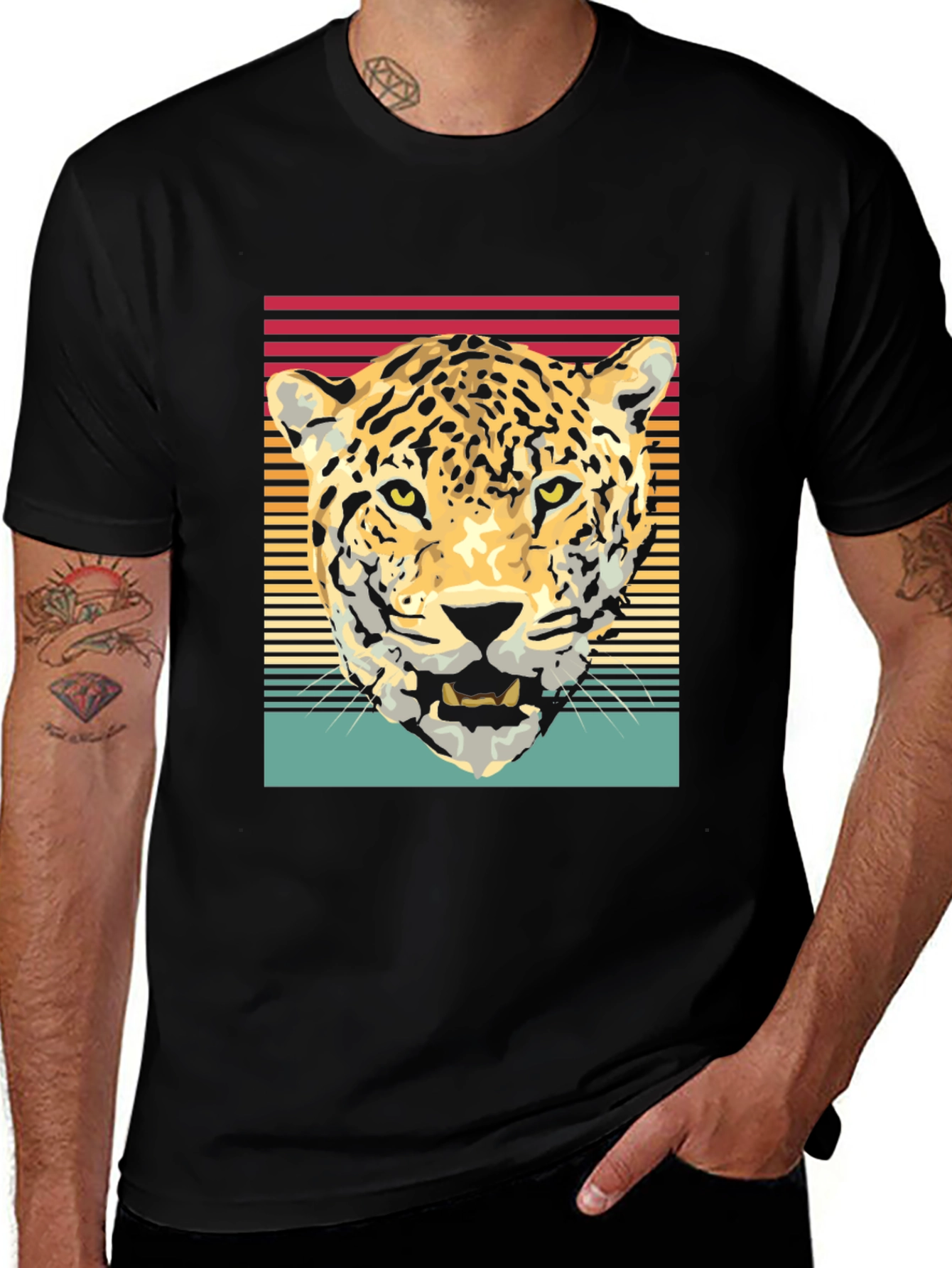 Variant 7 of Retro Leopard Graphic Tee - Black