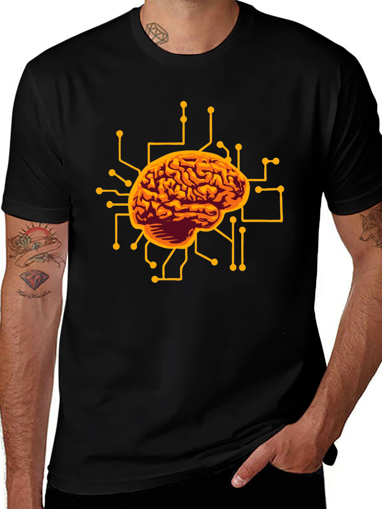 Variant 26 of Brain Circuit Black Graphic Tee
