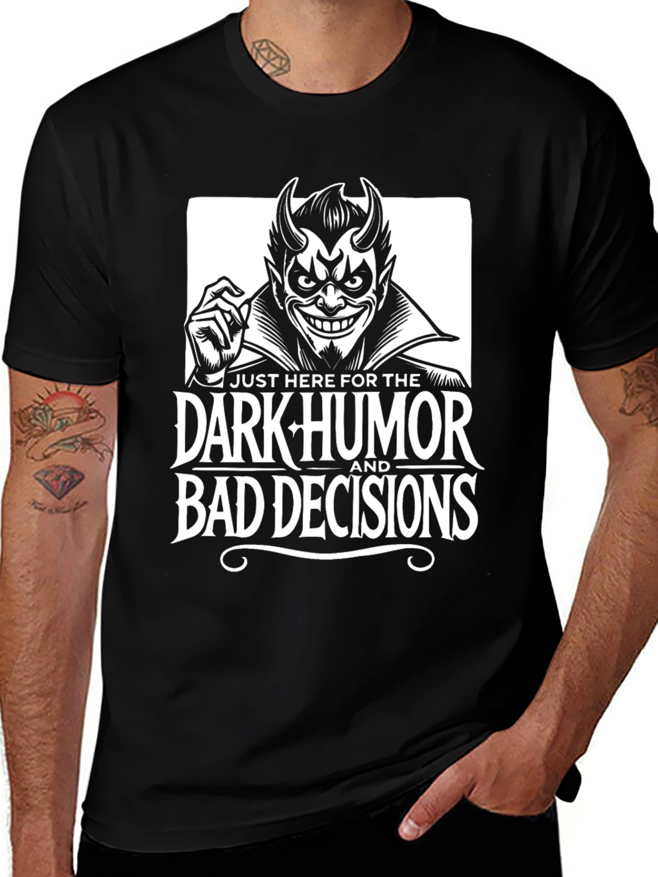Variant 9 of Dark Humor & Bad Decisions Graphic Tee