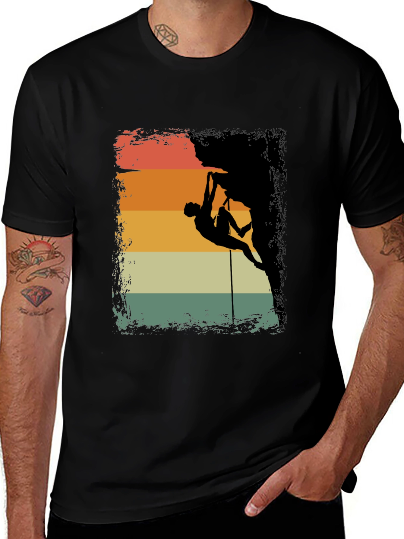 Variant 14 of Climbing Silhouette Retro Style Graphic Tee