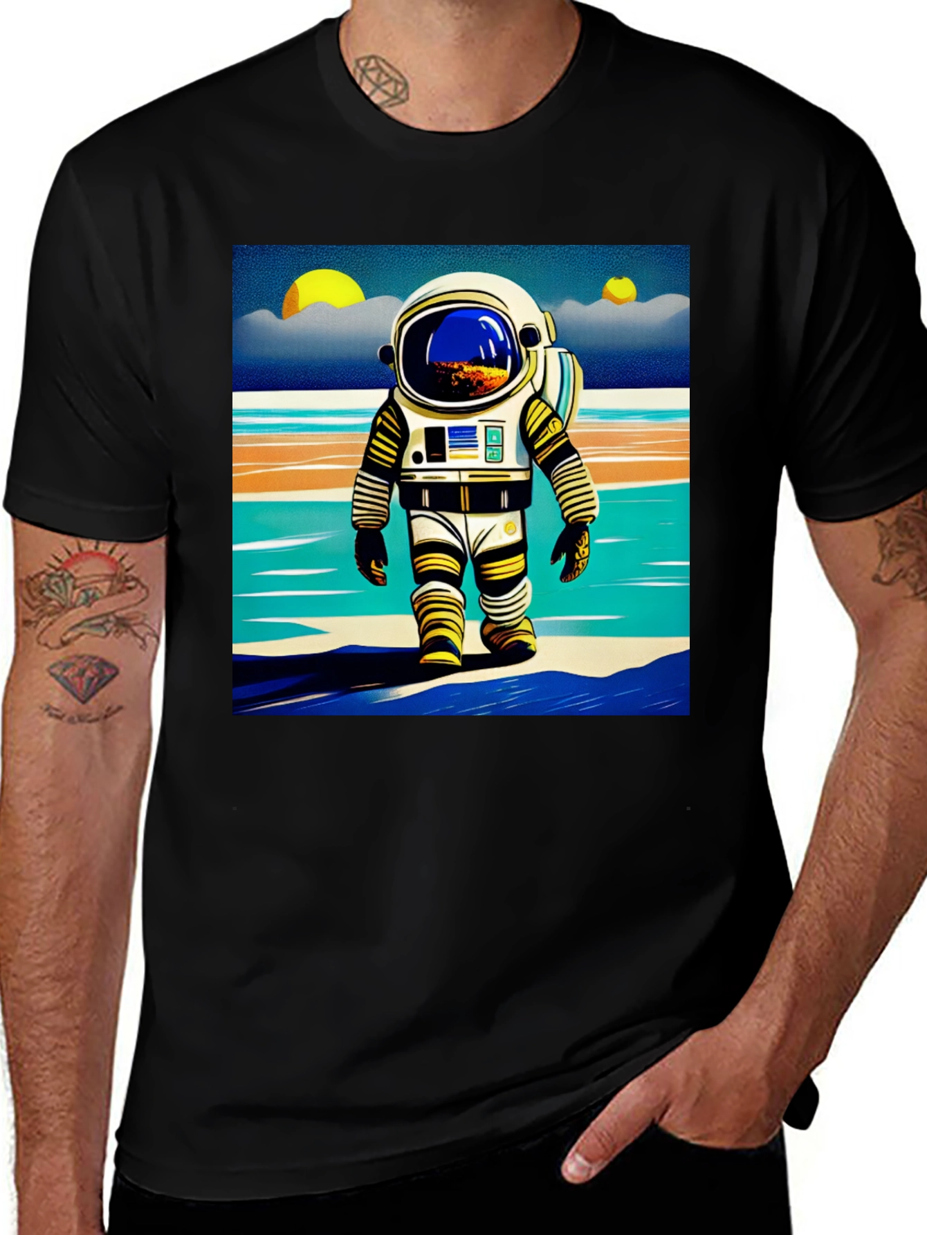 Variant 6 of Astronaut Beach T-Shirt - Retro Space Adventure Tee