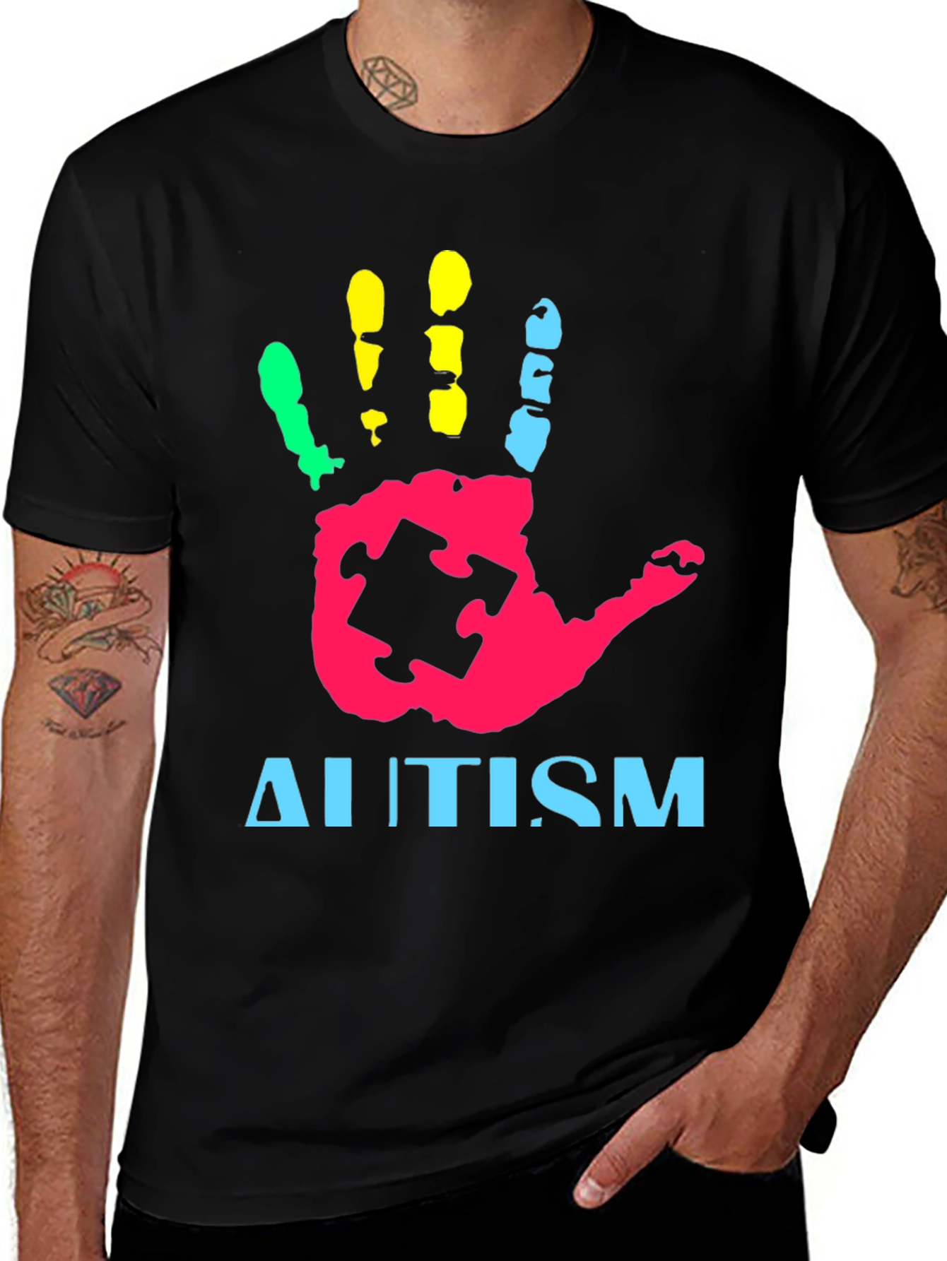 Variant 9 of Autism Awareness Handprint T-Shirt - Show Your Support!