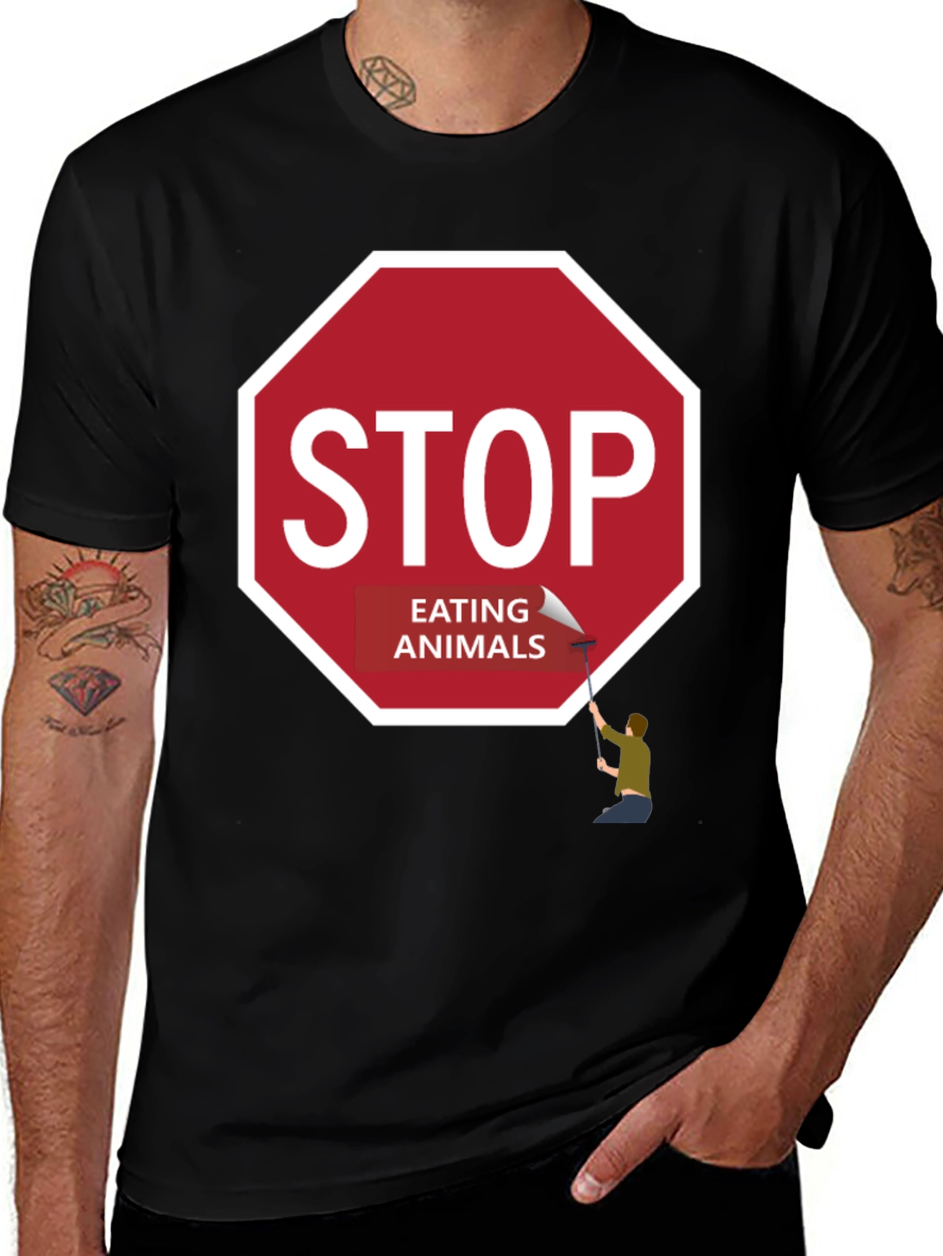 Variant 25 of Stop Eating Animals Graphic Tee - Vegan T-Shirt